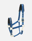 Nylon-Stallhalfter Collection in Blau mit messingfarbenen Beschlägen