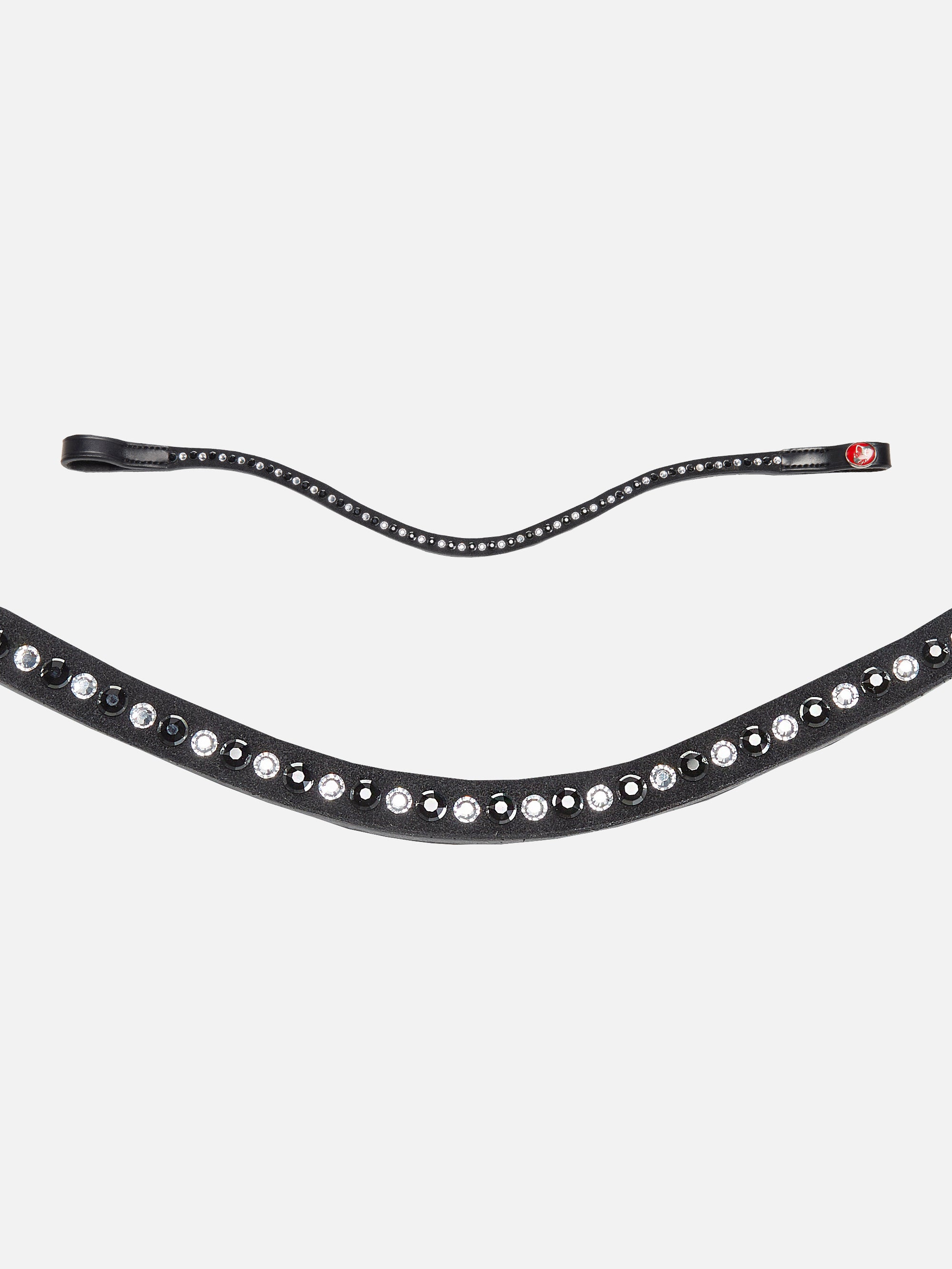 Geschwungenes Stirnband Sylvie II in Schwarz mit schwarzen & weißen Swarovski® Kristallen