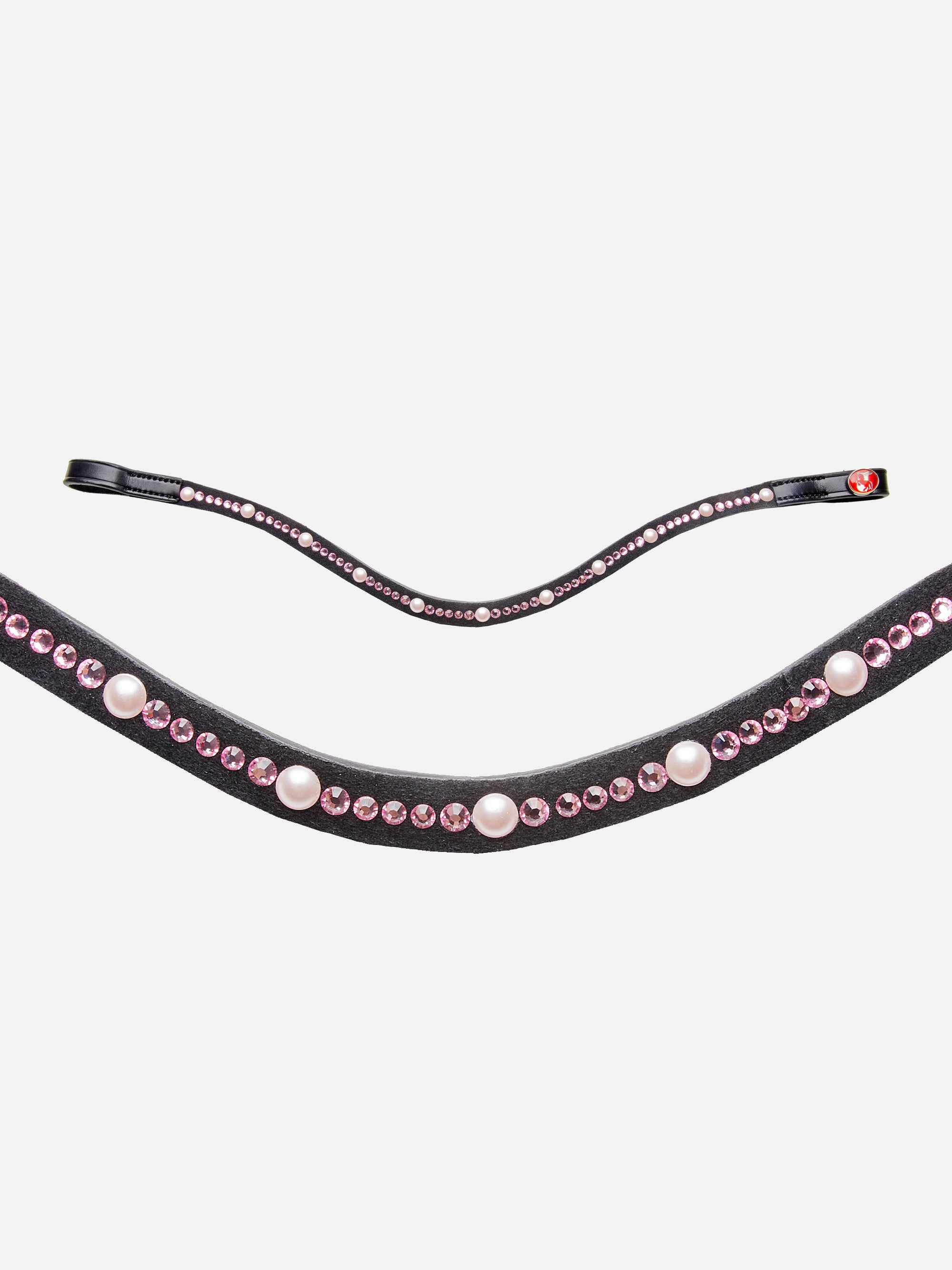 Geschwungenes Stirnband Priya in Schwarz mit rosafarbenen Swarovski® Kristallen