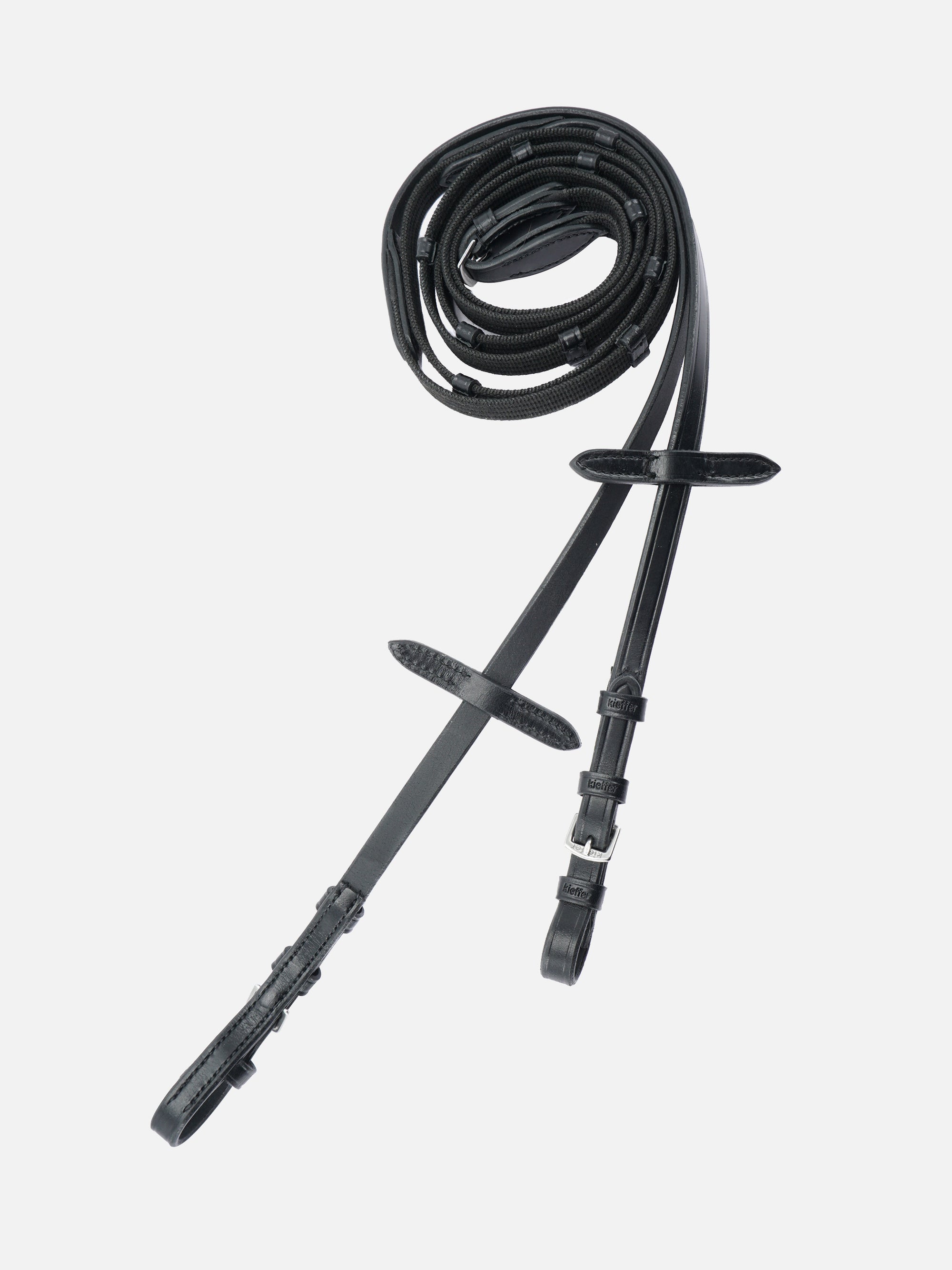 Zügel Anja Beran in Schwarz mit Chrombeschlägen