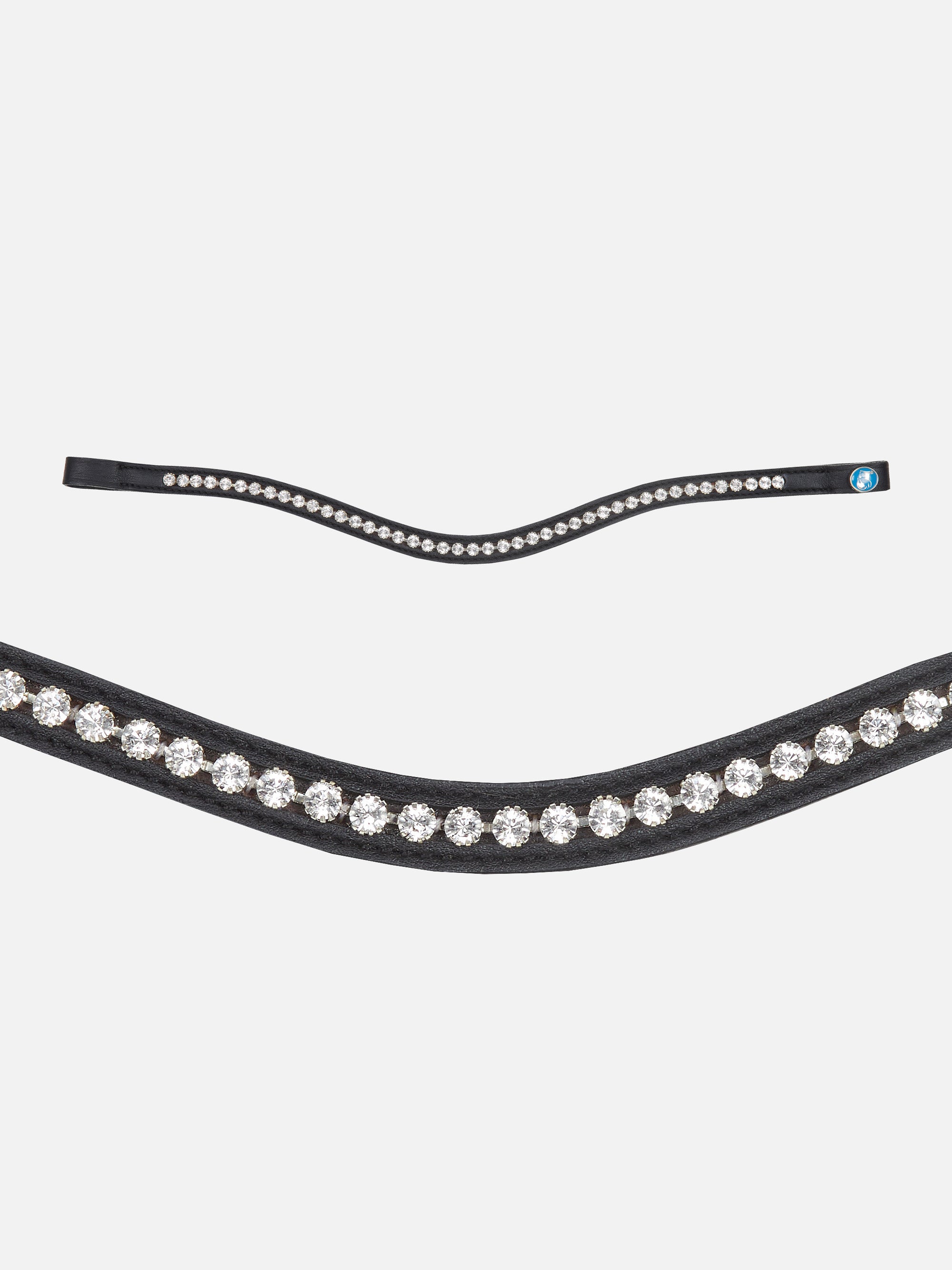 Geschwungenes Stirnband Essentials Lara in Schwarz mit weißen Kristallen