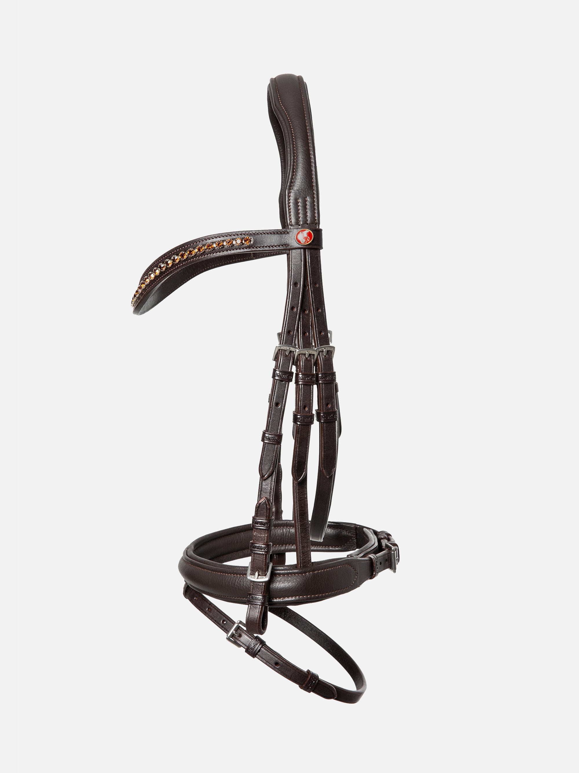 Trense Kieffer Ultrasoft® Haflinger in Braun mit Chrombeschlägen und Kristall-Stirnband