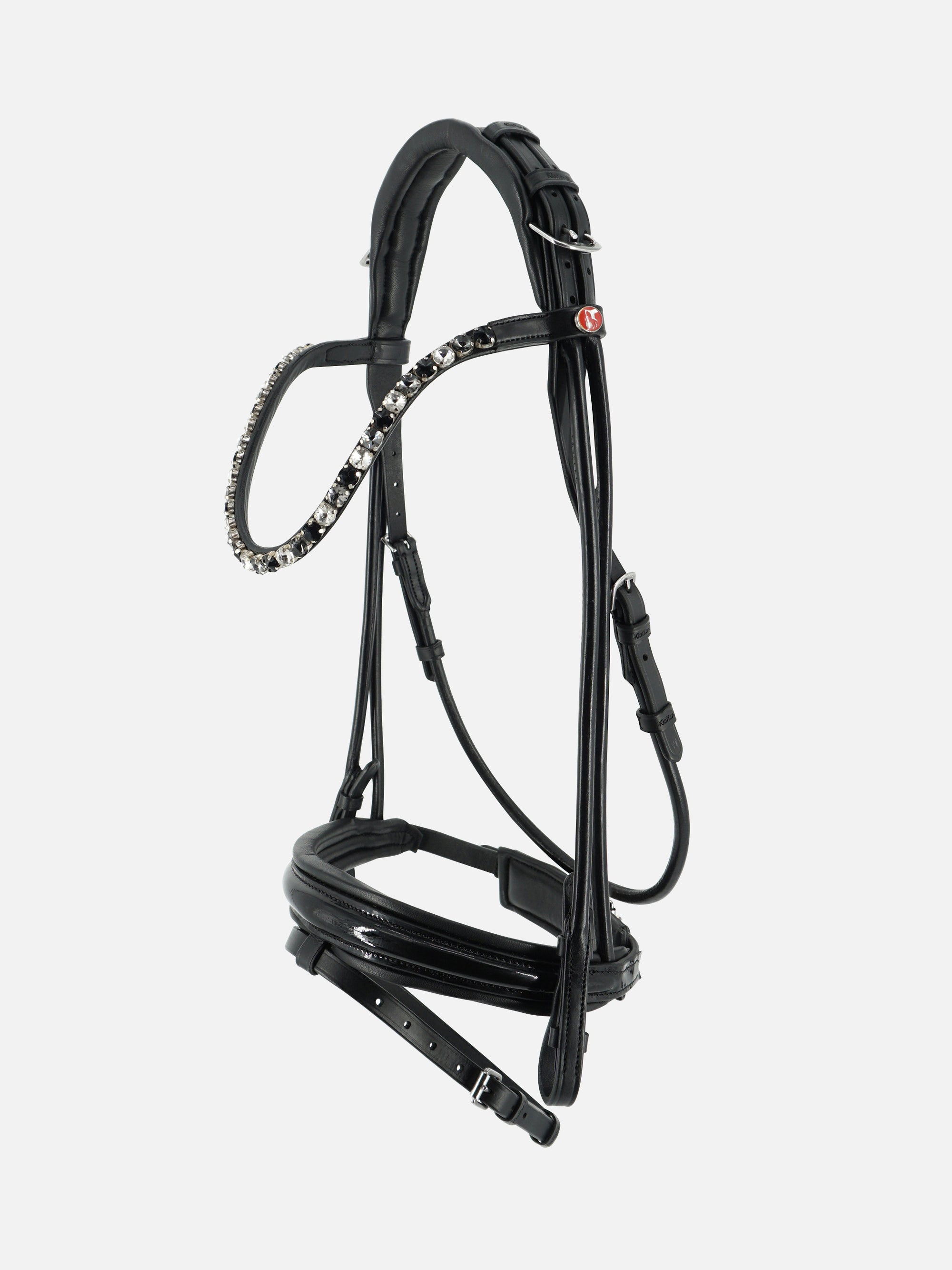 Rundgenähte Trense Elli in Schwarz mit Chrombeschlägen