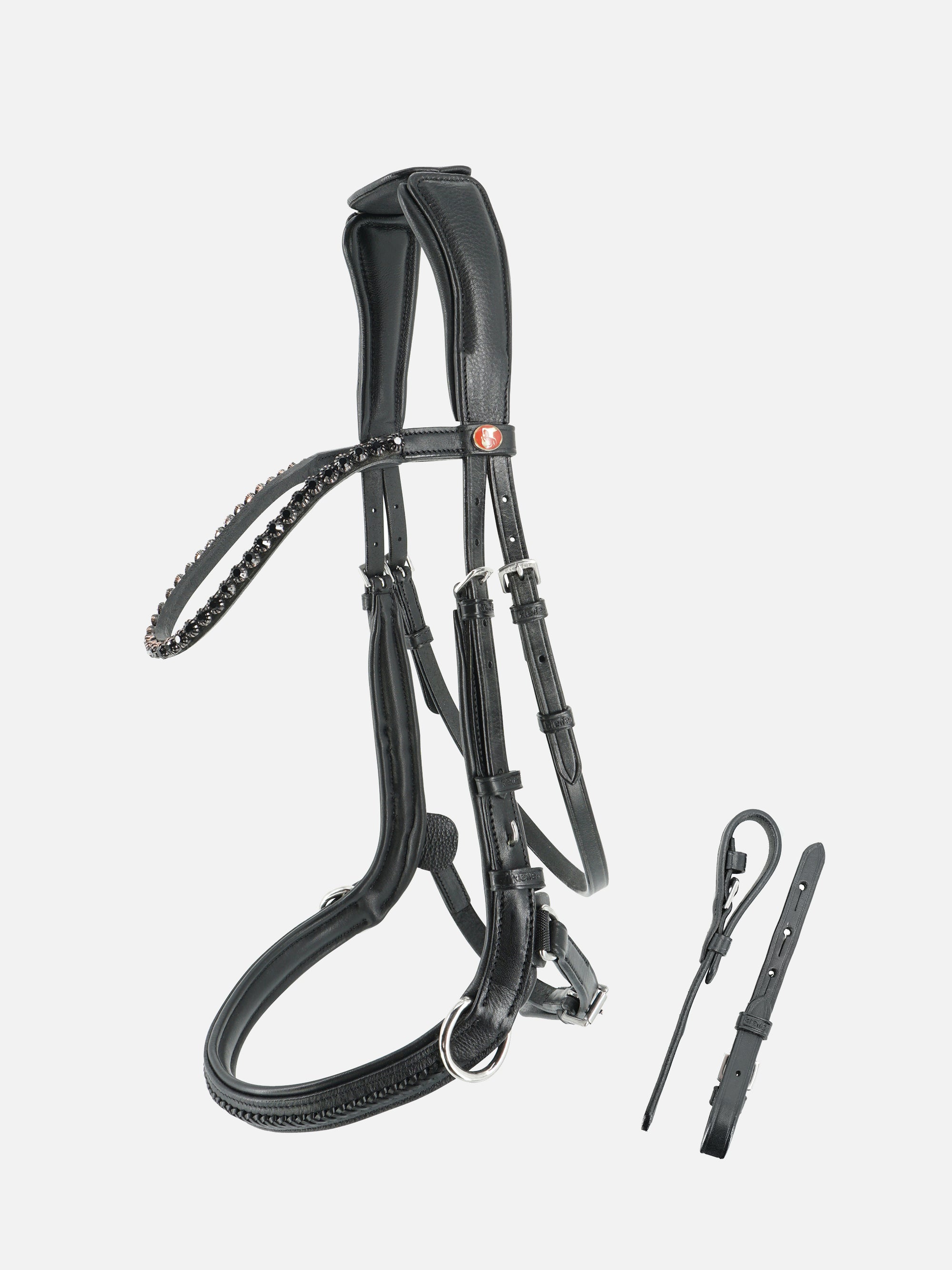 2-in1 Zaum Kieffer Ultrasoft® Ava als gebisslose Variante ohne Backenstück in Schwarz mit Chrombeschlägen