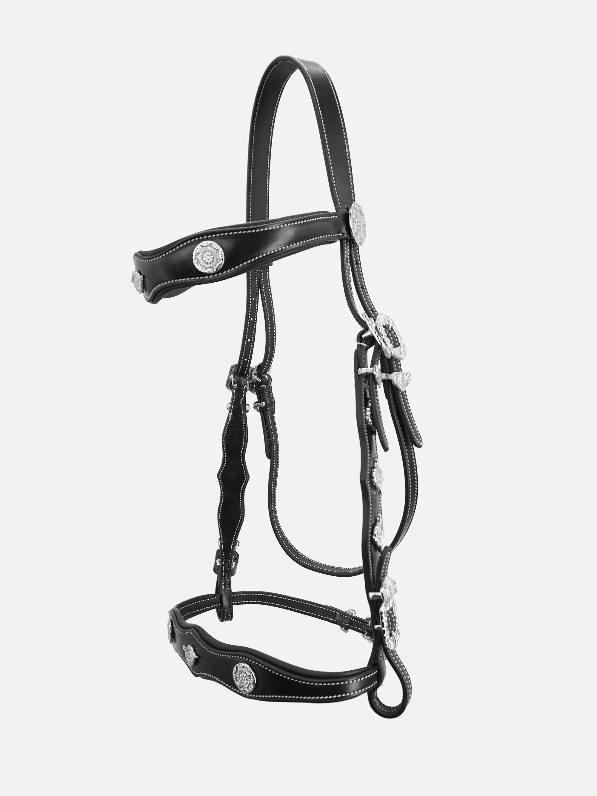 Spanische Trense Isabella mit silberfarbenen Beschlägen und Ornamenten