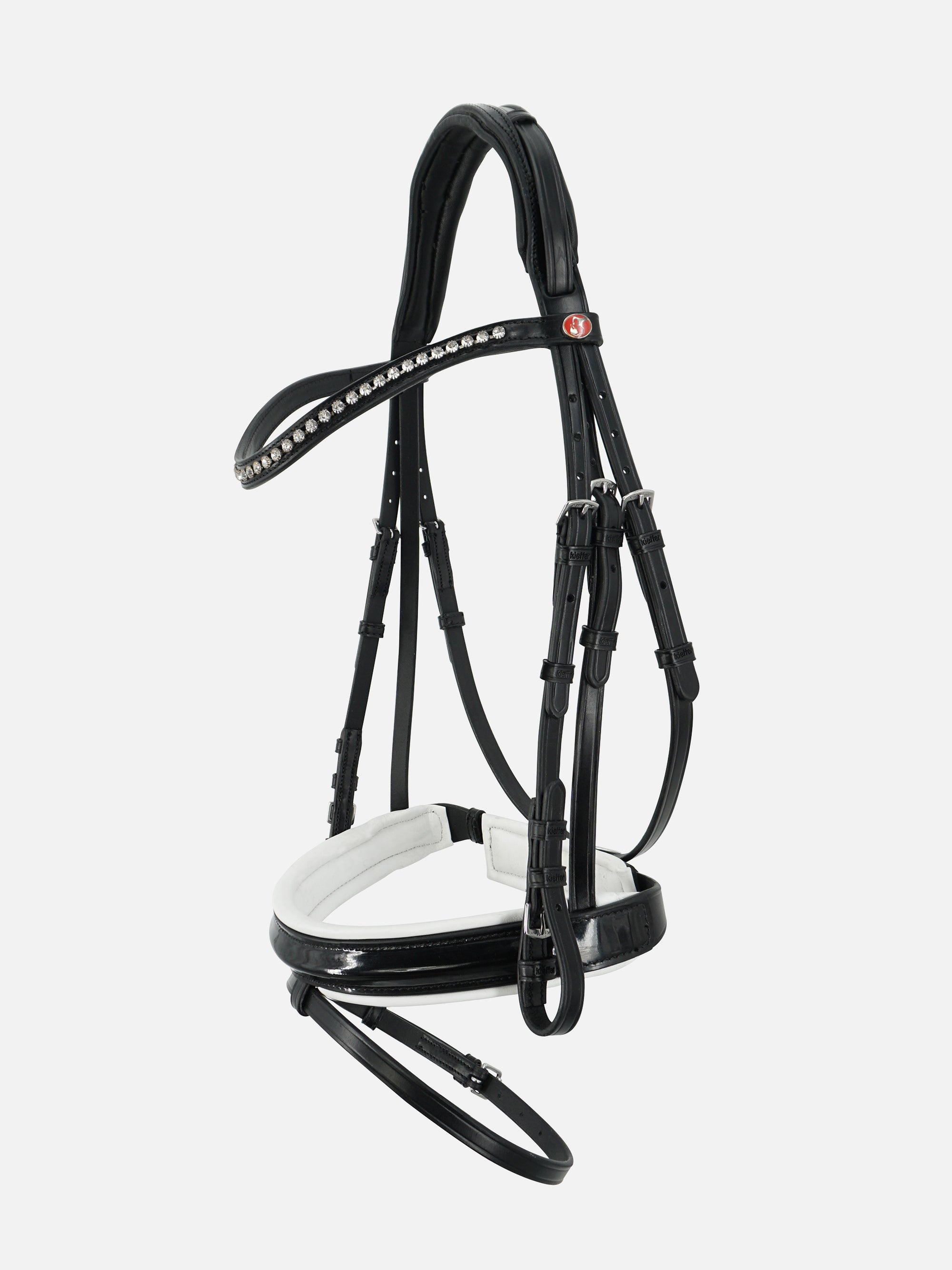 Trense Comfort Young Profi in Schwarz mit weißer Unterlegung und Chrombeschlägen
