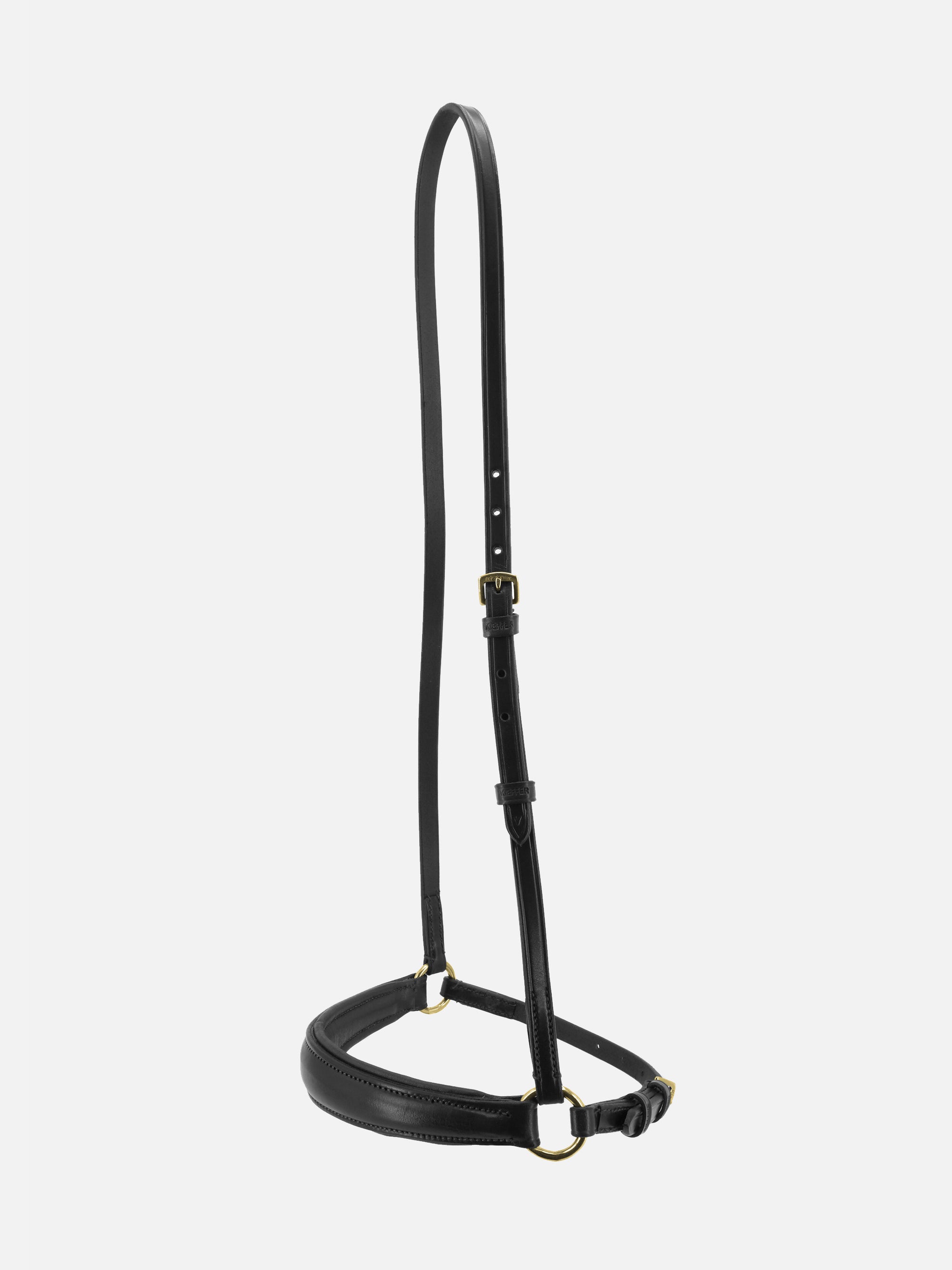 Hannoveranisches Reithalfter in Schwarz mit Messingmbeschlägen