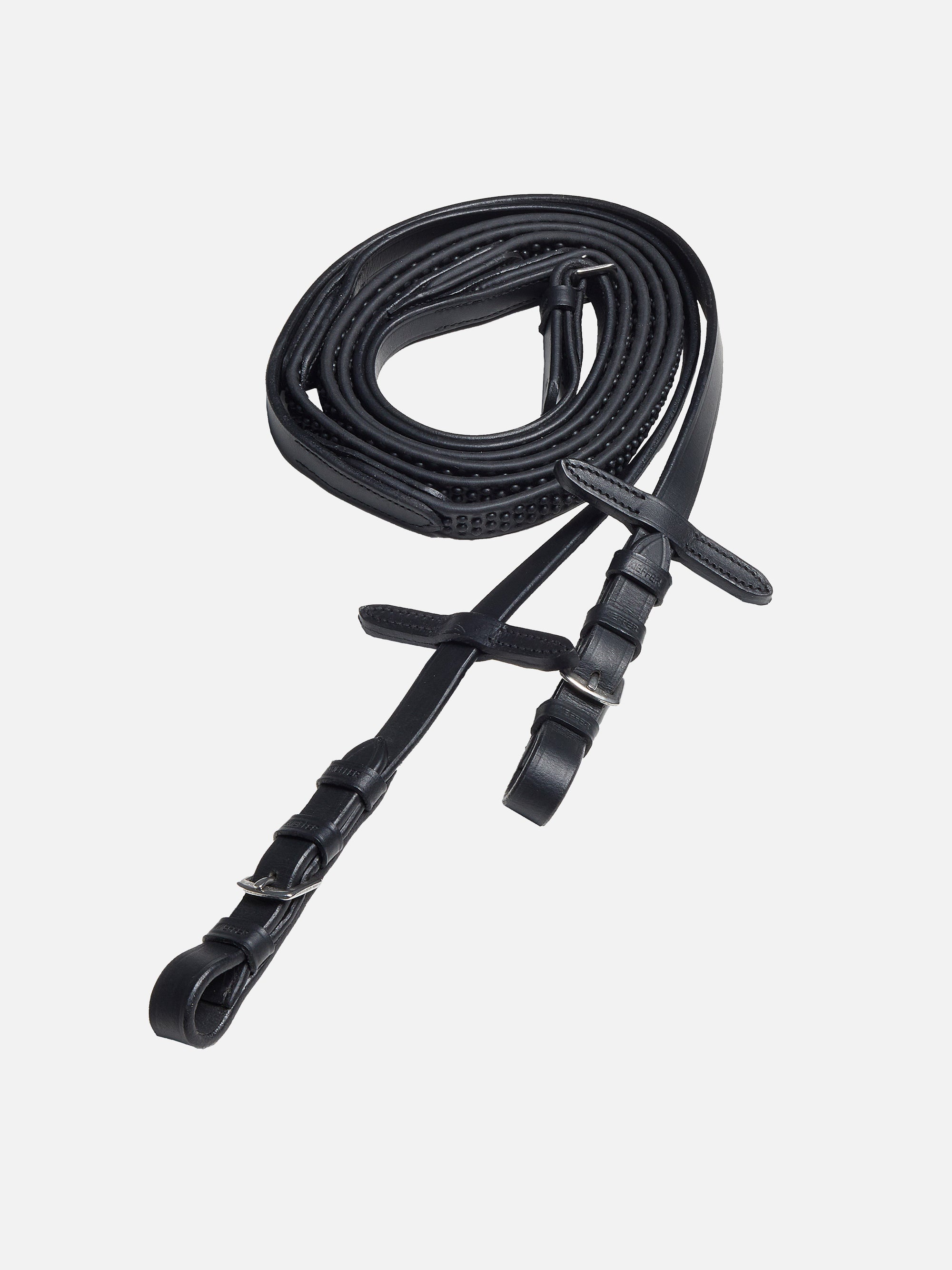 Biothane-Zügel Mellow Grip aus Biothane in Schwarz mit Chrombeschlägen