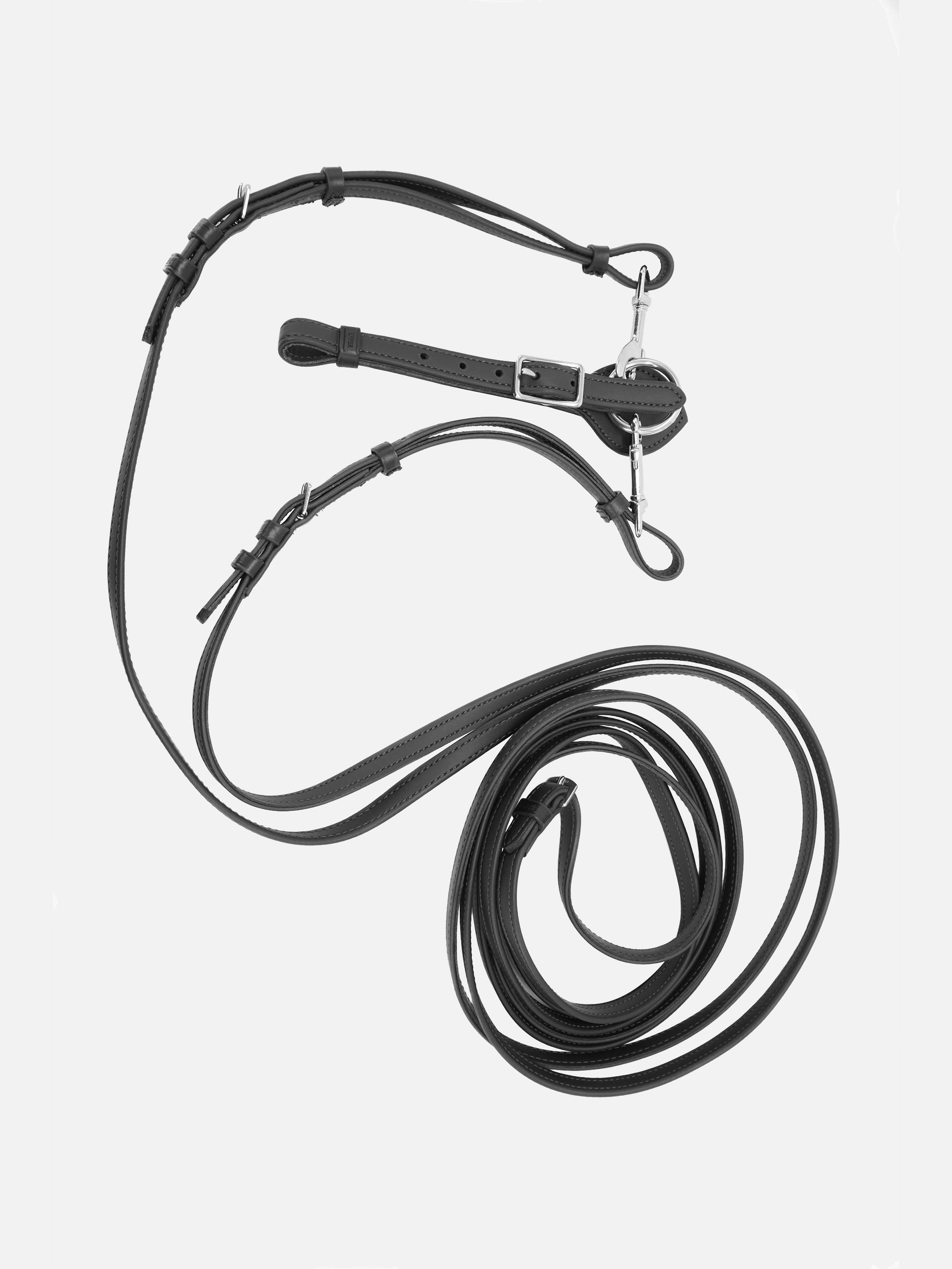 Schlaufzügel Jessica aus antiallergenem Secu-Material in Schwarz mit Chrombeschlägen