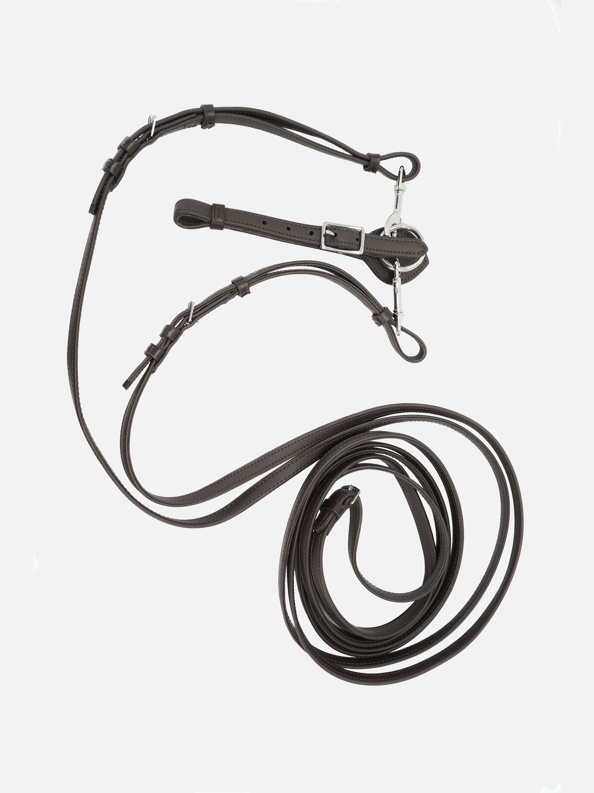 Schlaufzügel Jessica aus antiallergenem Secu-Material in Braun mit Chrombeschlägen