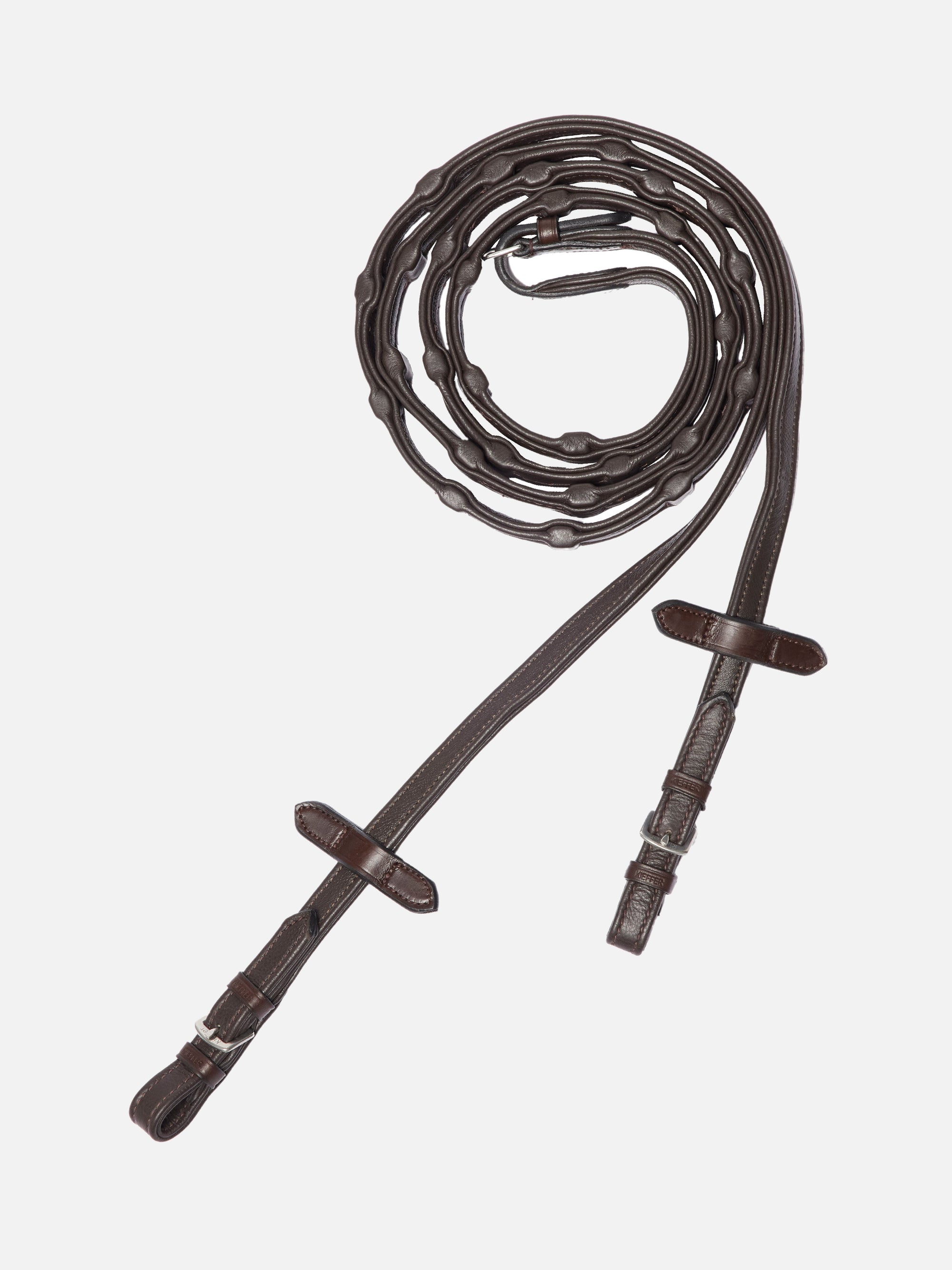 Leder-Softzügel Miss Miller mit integrierten Stegen in Braun mit Chrombeschlägen