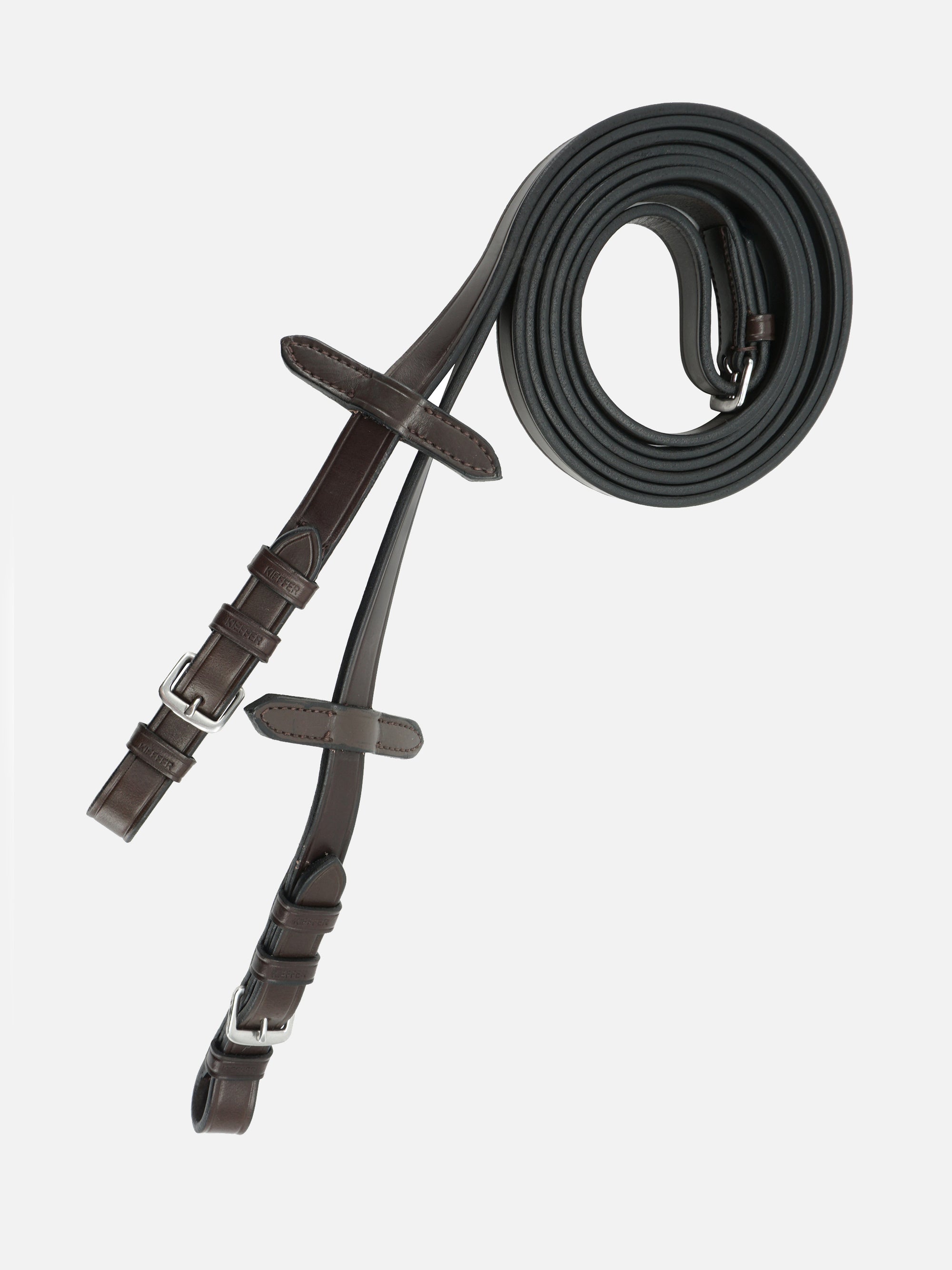 Lederzügel, 19 mm ohne Stege, in Braun mit Chrombeschlägen