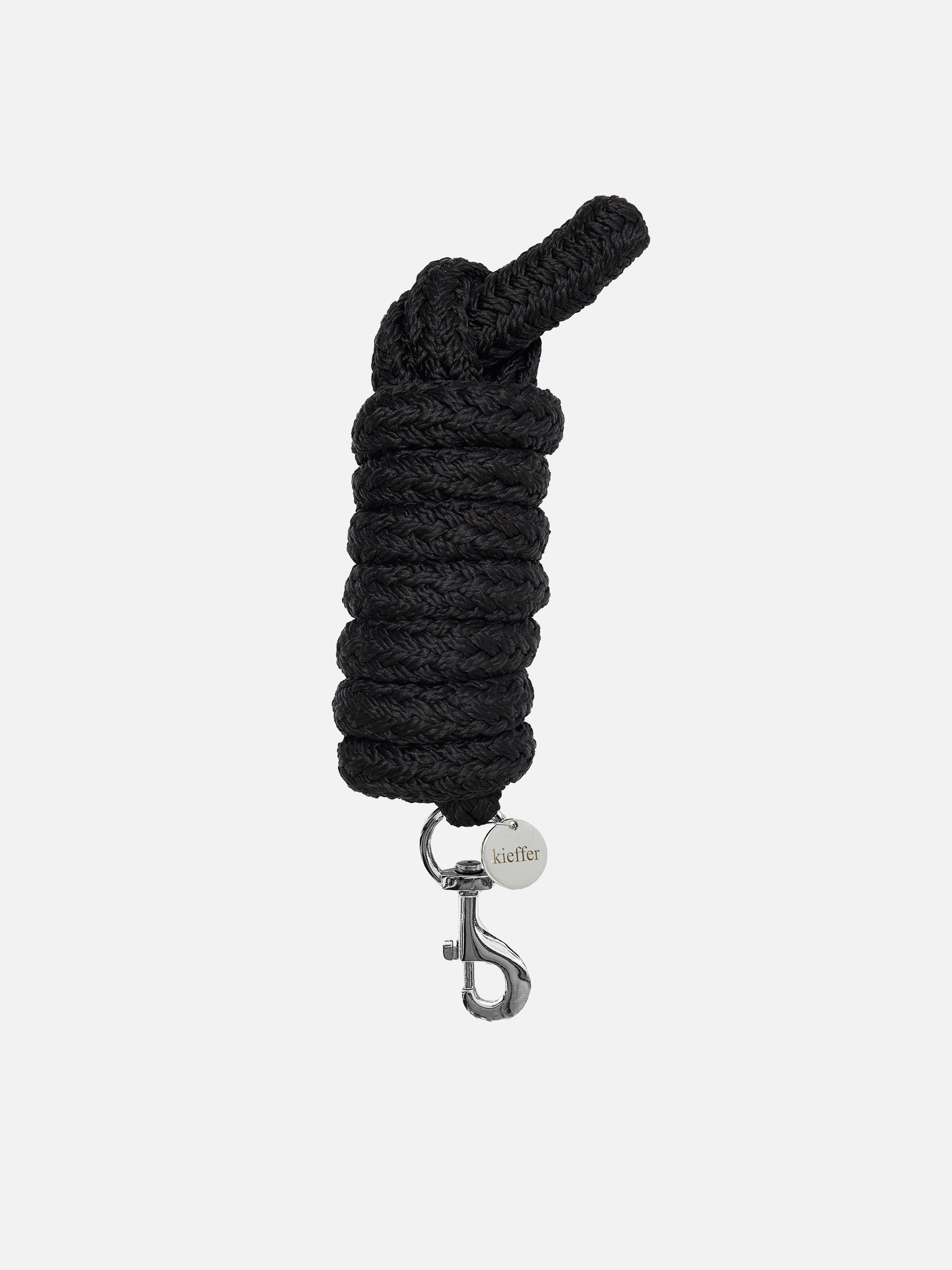 Führstrick Satin Shine in Schwarz mit chromfarbenem Karabiner