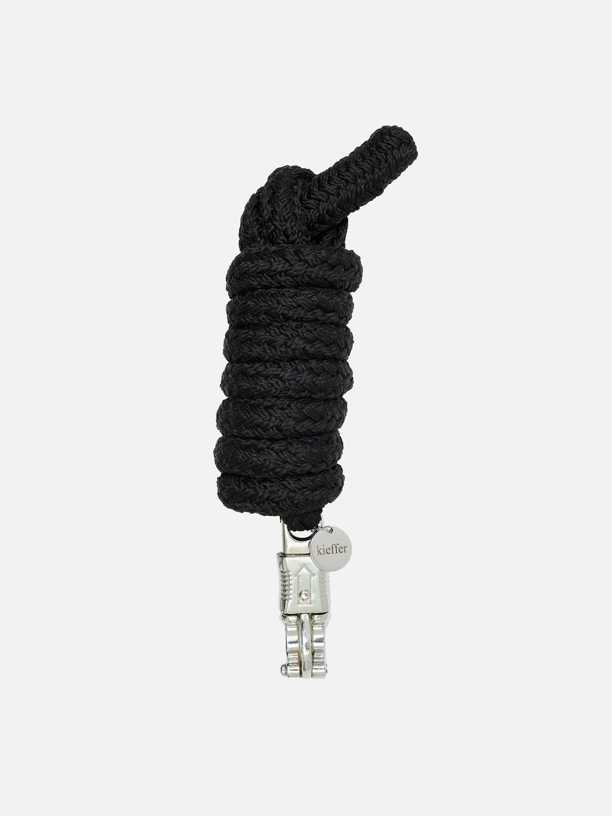 Führstrick Satin Shine in Schwarz mit chromfarbenem Panikhaken