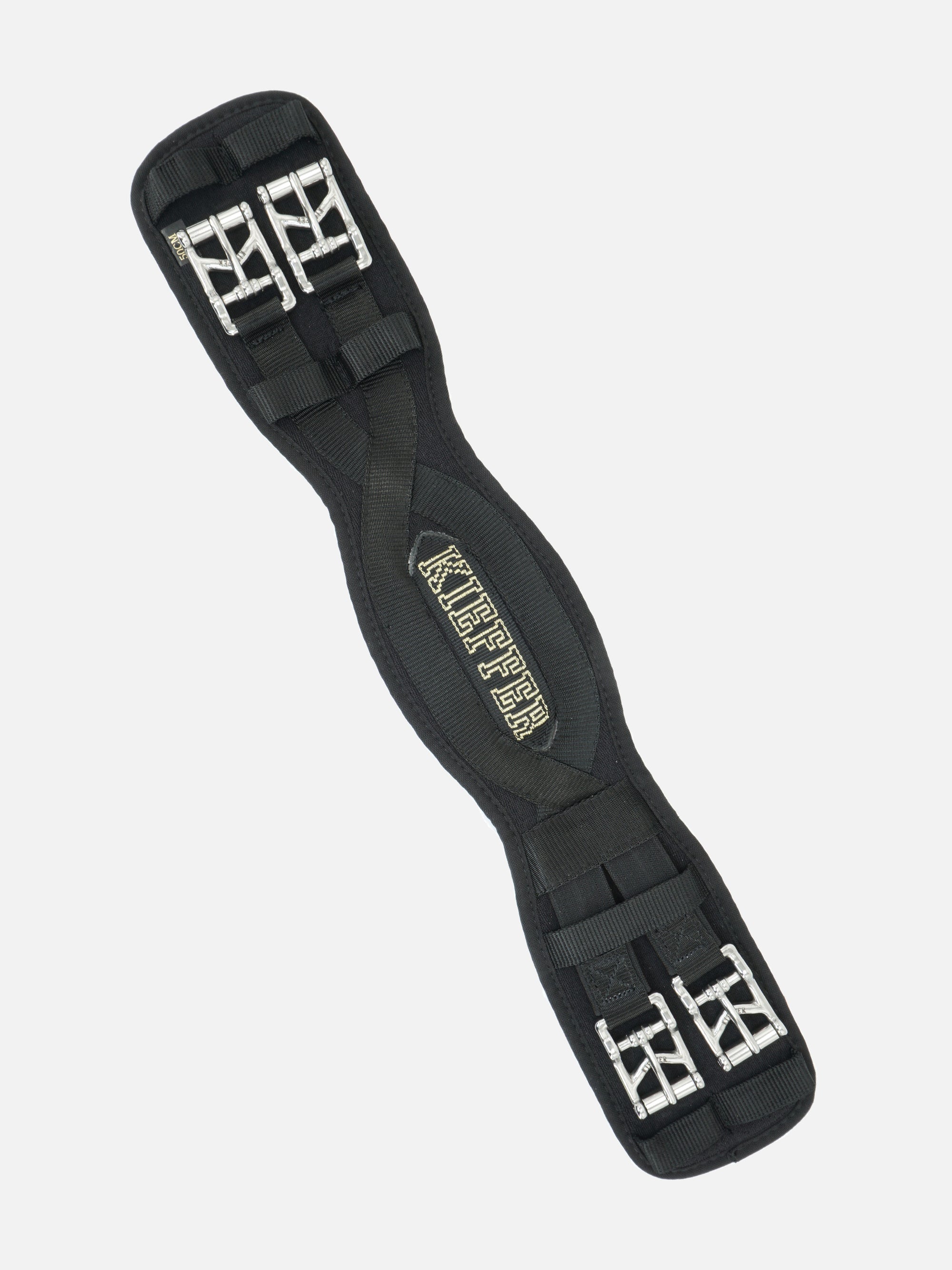 Kurzgurt Air-Tex mit Elastik in Schwarz mit Rollschnallen