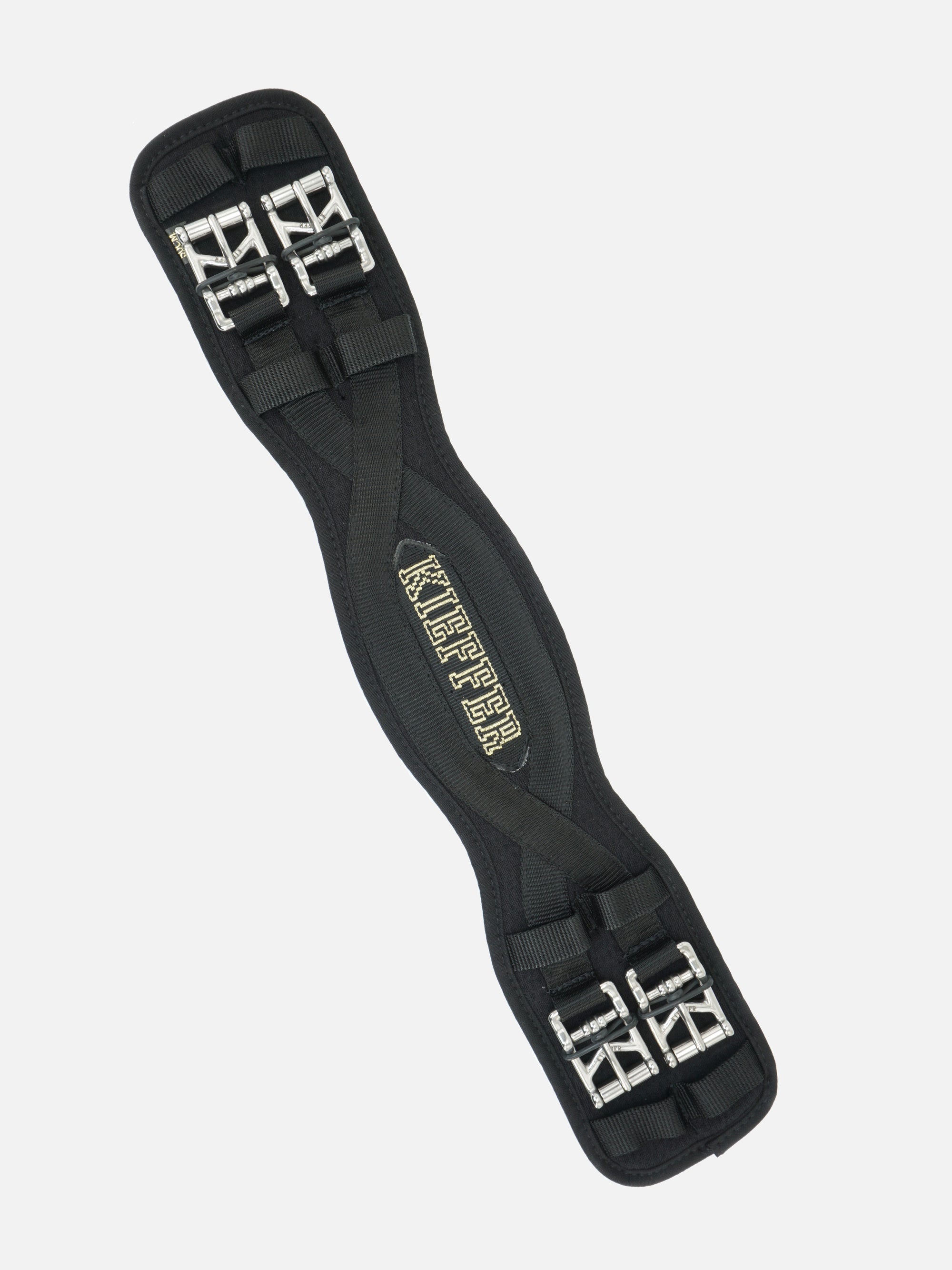 Kurzgurt Air-Tex ohne Elastik in Schwarz mit Rollschnallen und Elastomerband für einfaches Nachgurten