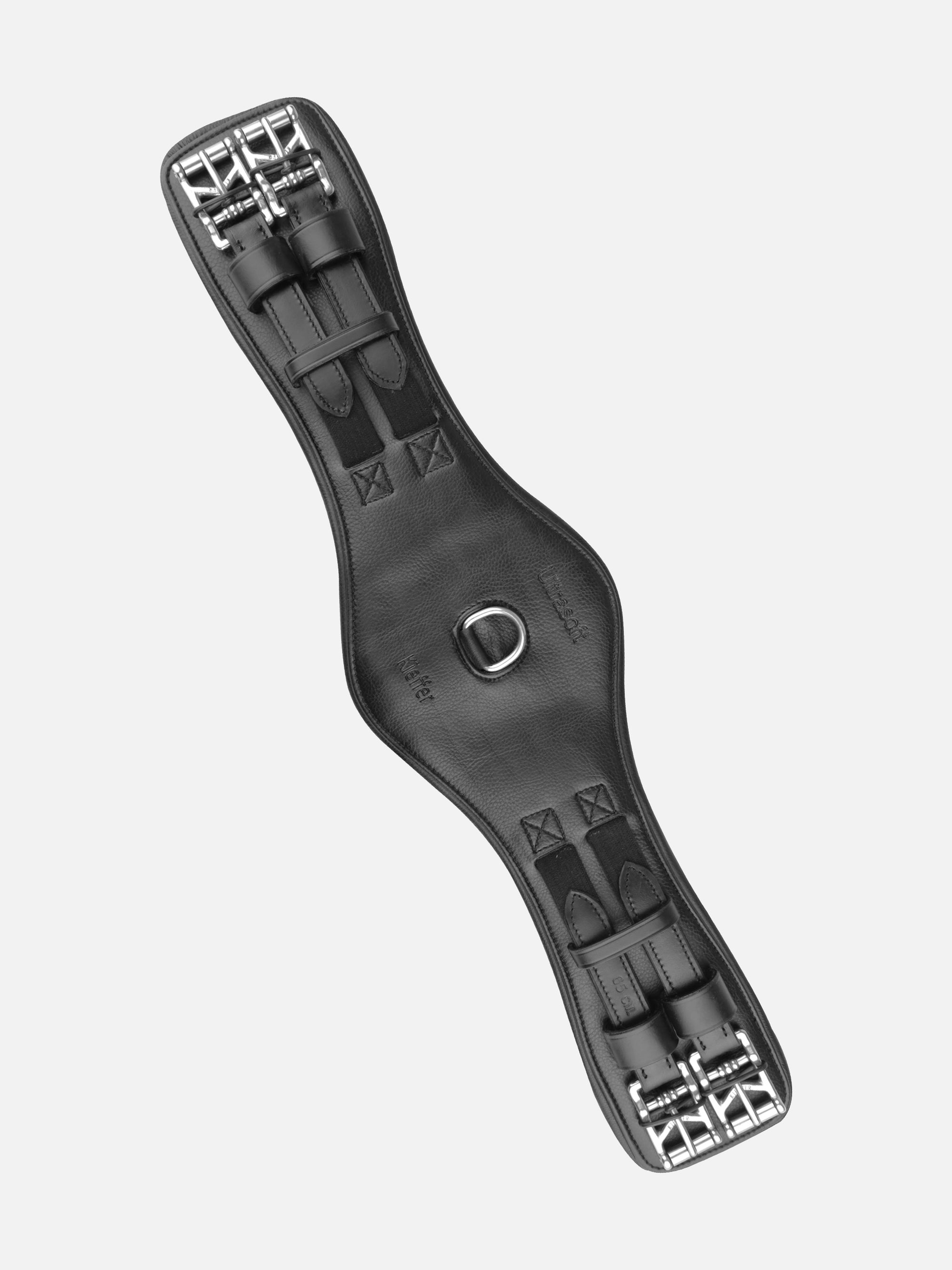 Leder-Kurzgurt Kieffer Ultrasoft® mit Bauchauflage, in Schwarz mit Rollschnallen und Elastomerband