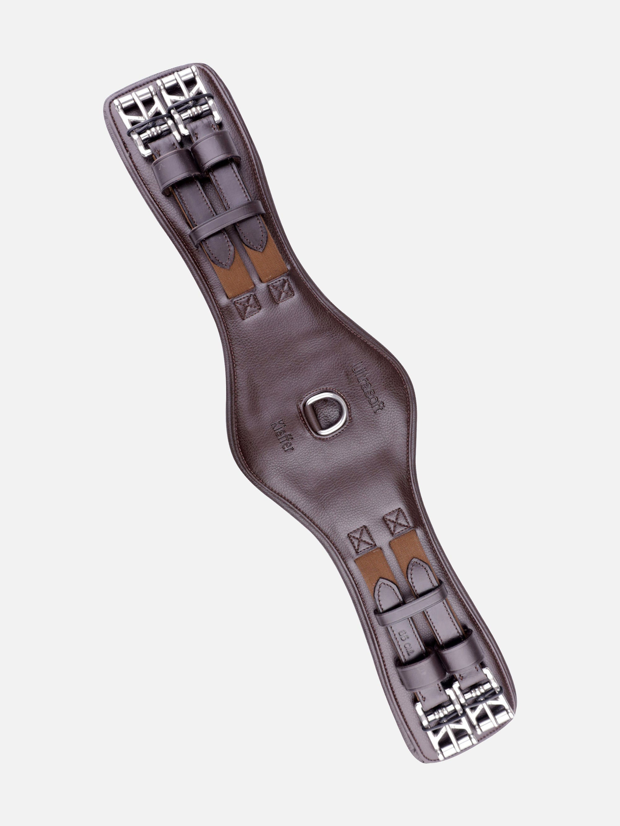 Leder-Kurzgurt Kieffer Ultrasoft® mit Bauchauflage in Braun mit Rollschnallen und Elastomerband