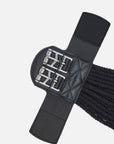 Detailfoto Schnurgurt Cotton Contour in Schwarz: hochwertige Rollschnallen aus Edelstahl mit Elastomerband
