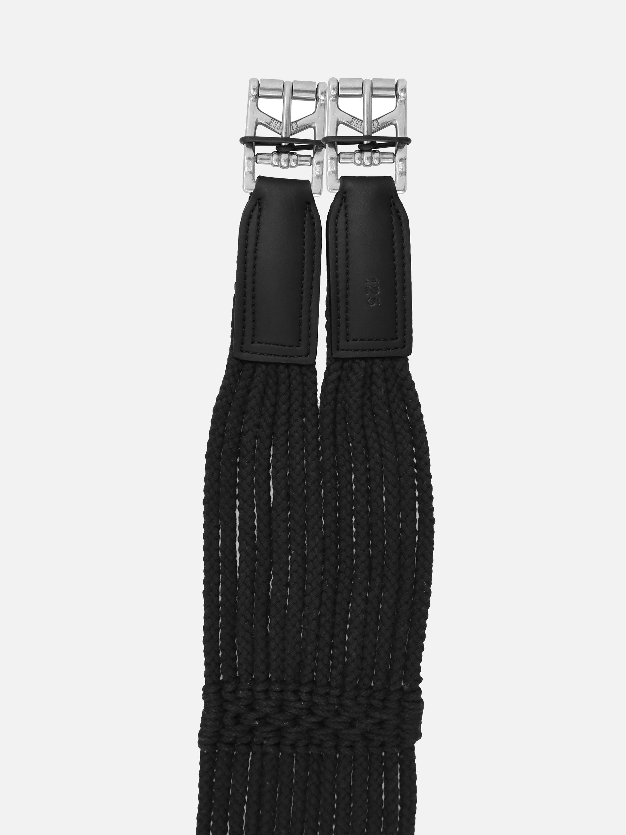 Detailfoto Langgurt Cotton Contour ohne Elastik in Schwarz: hochwertige Rollschnallen aus Edelstahl mit Elastomerband