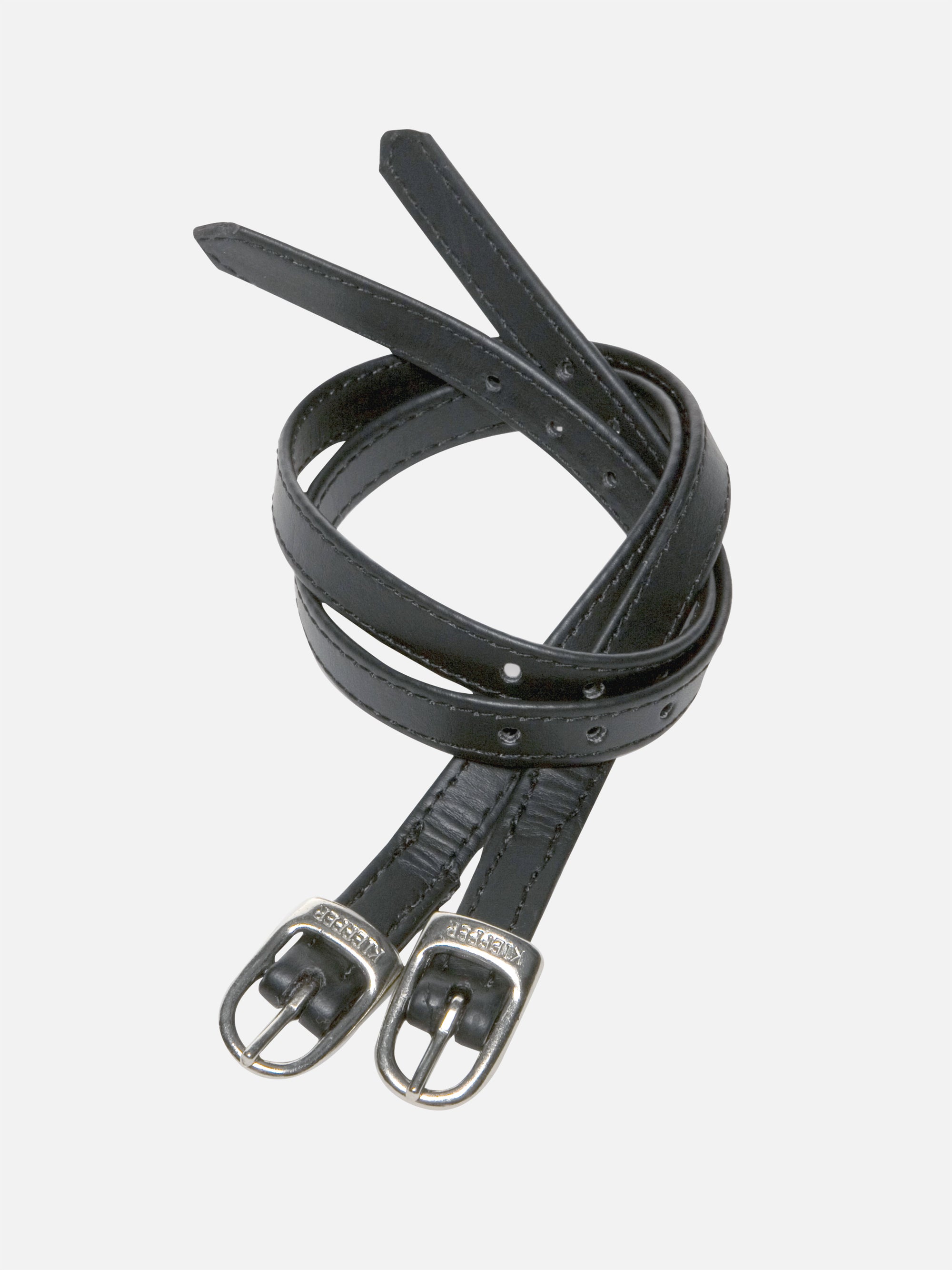 Sporenriemen in Schwarz aus antiallergenem Secu-Material  mit Chromschnallen