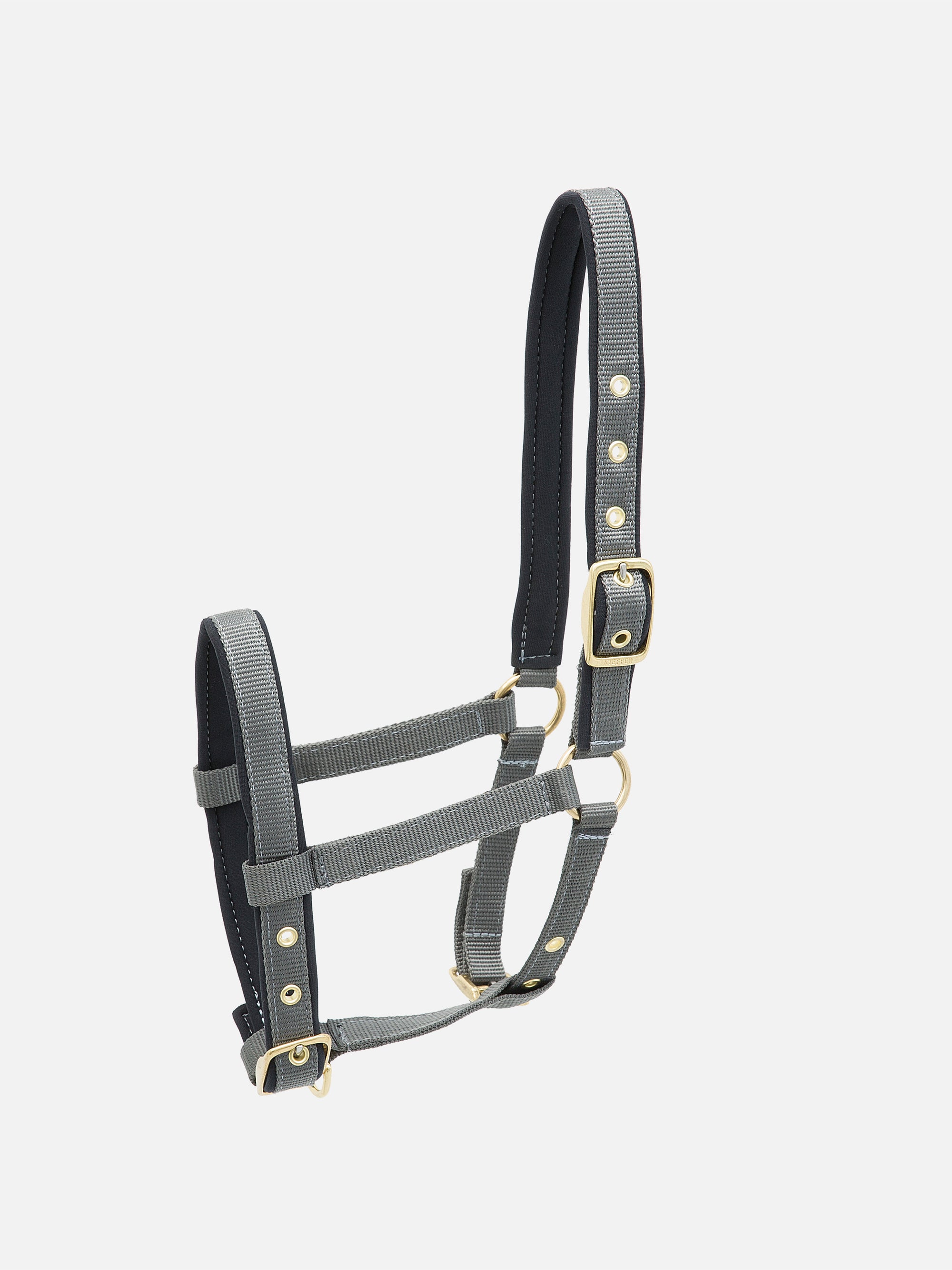 Nylon-Stallhalfter Collection extra für Fohlen in Grau mit messingfarbenen Beschlägen