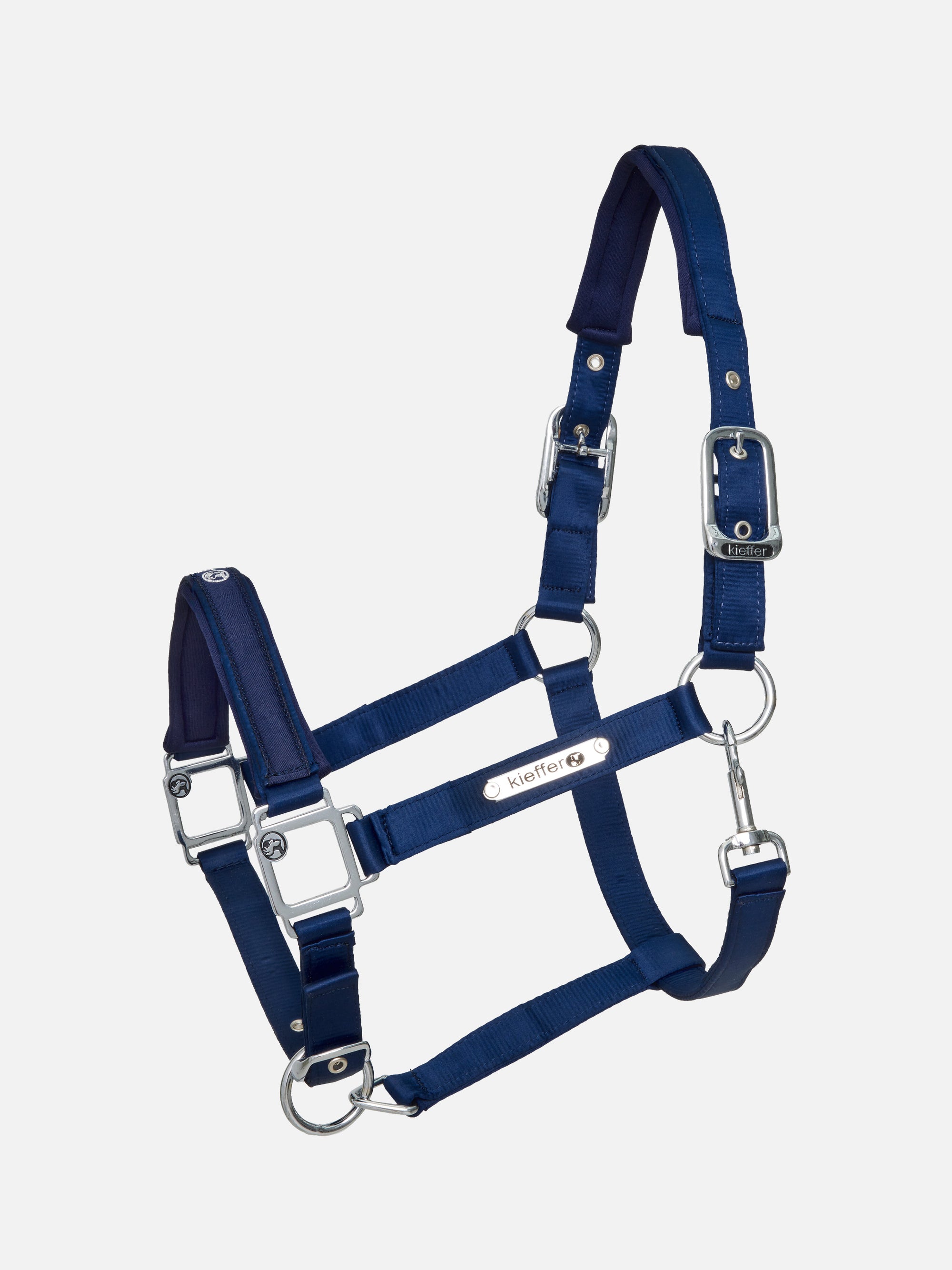 Stallhalfter Satin Shine in Blau mit Chrombeschlägen