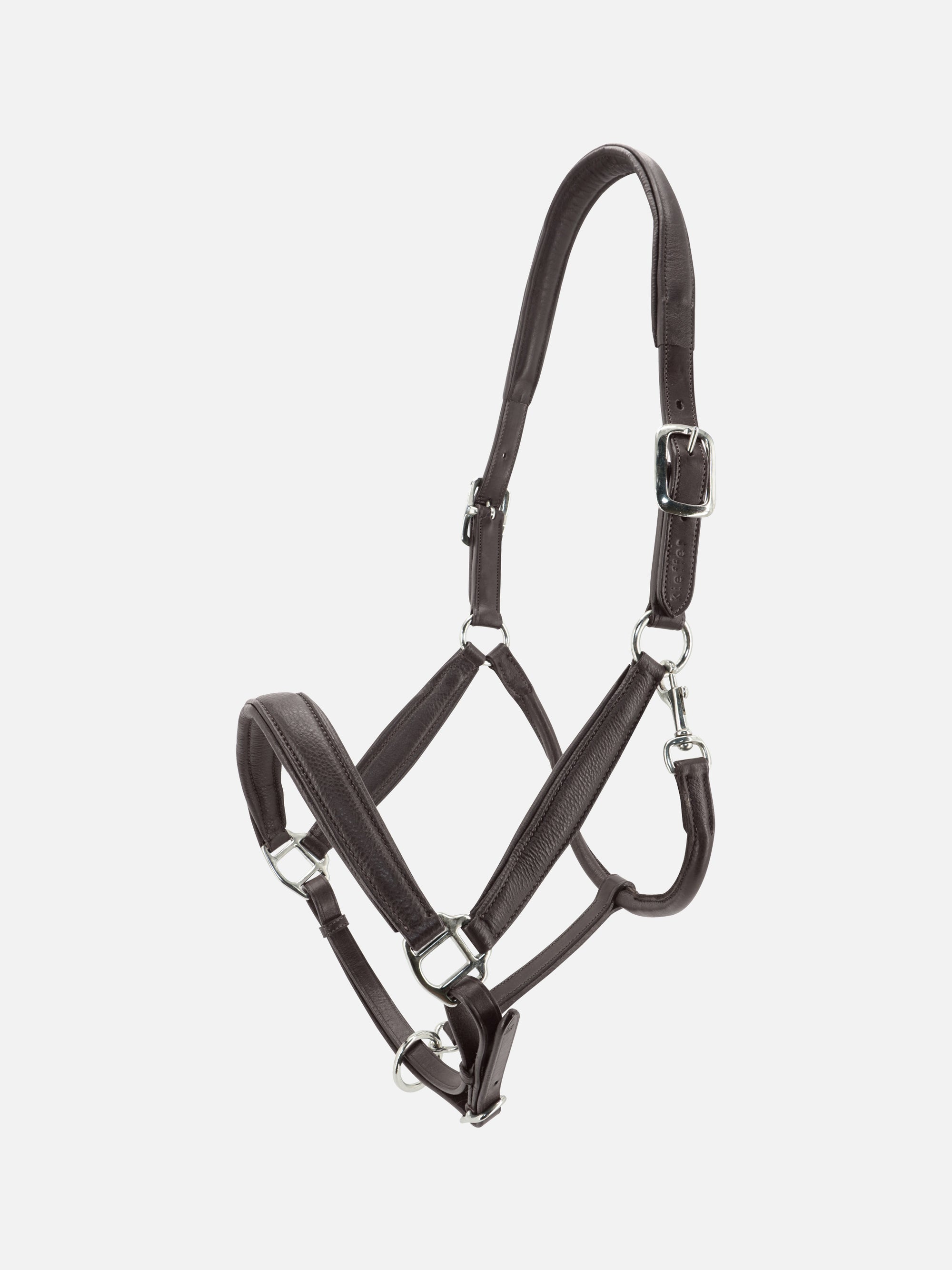 Leder-Stallhalfter Kieffer Ultrasoft® in Braun mit Chrombeschlägen