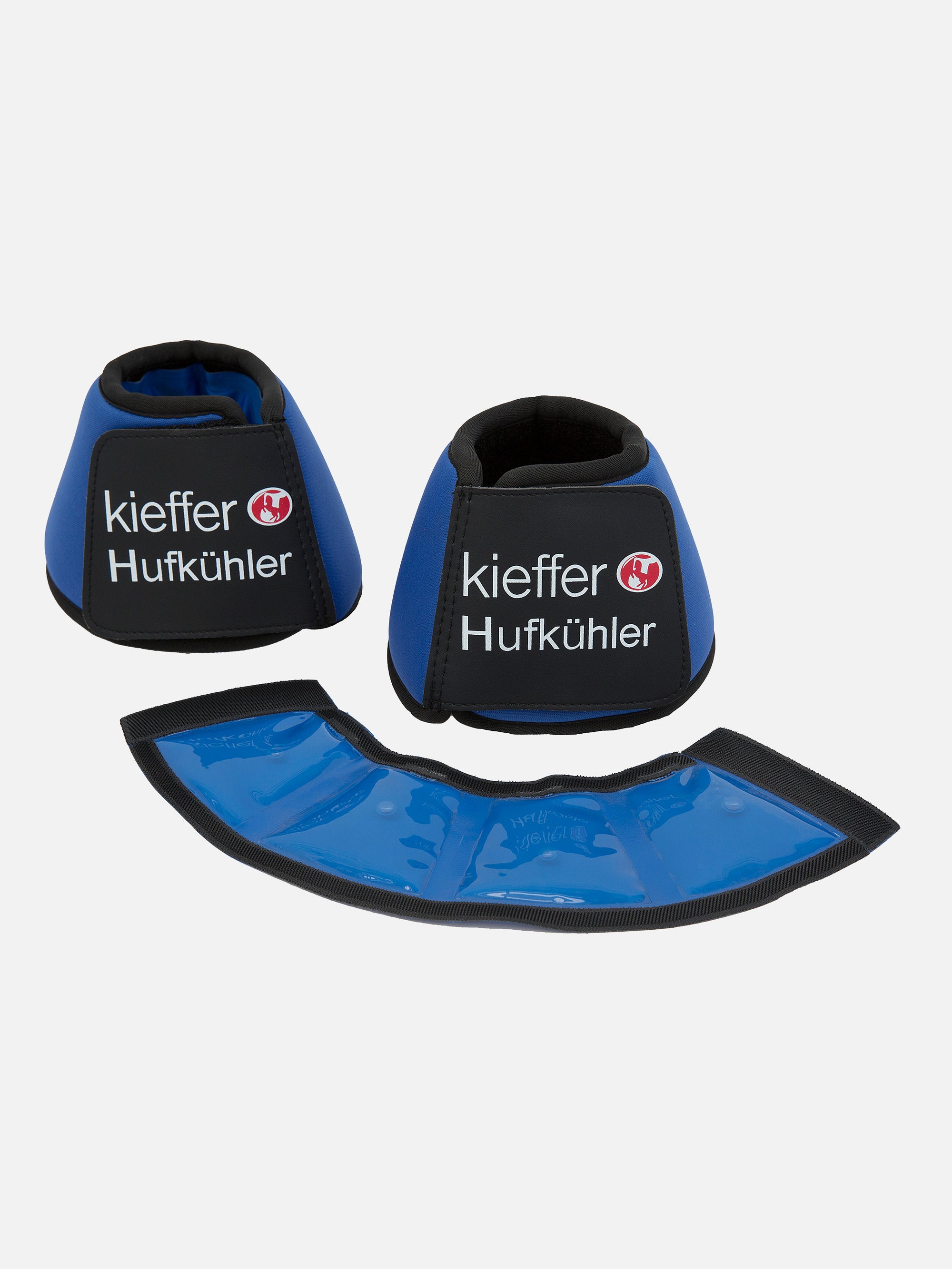 Hufkühler und gelbefülltes Kühlpad im Detail