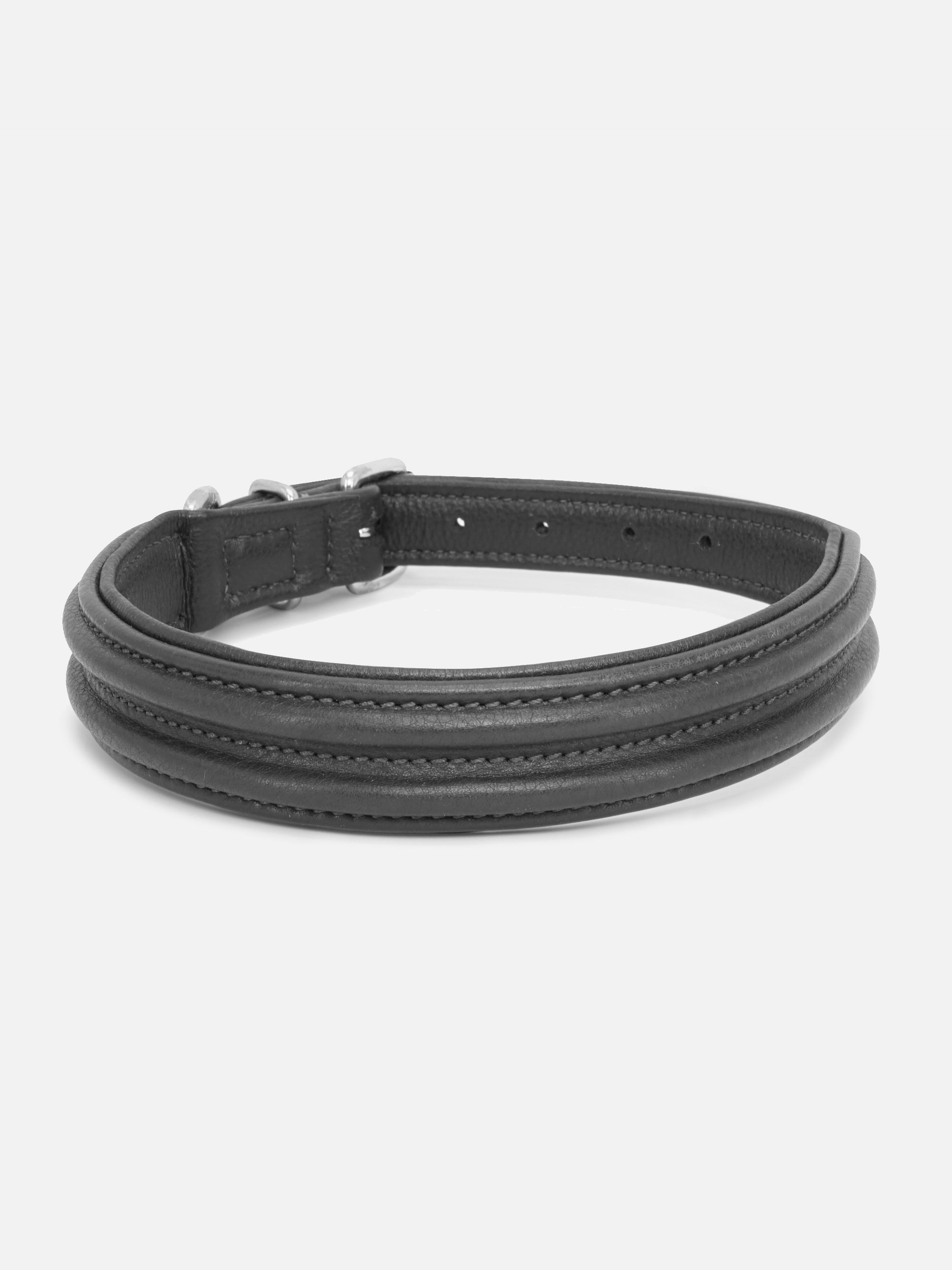Vorderansicht Hundehalsband Kieffer Ultrasoft® Fashion in Schwarz in schlichter, bombierter Ausführung