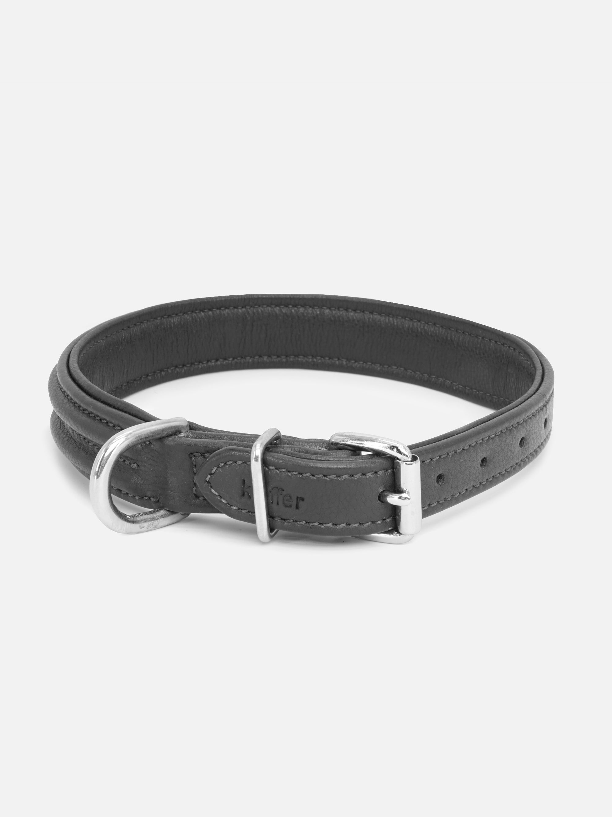 Rückansicht Hundehalsband Kieffer Ultrasoft® Fashion in Schwarz in schlichter, bombierter Ausführung