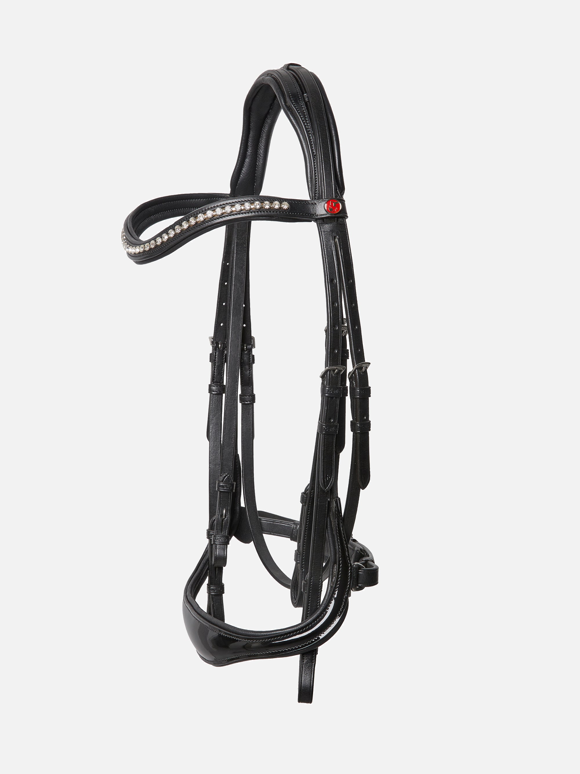 Kandare Kieffer Ultrasoft® Amy mit anatomisch geformtem Lack-Reithalfter und Chrombeschlägen