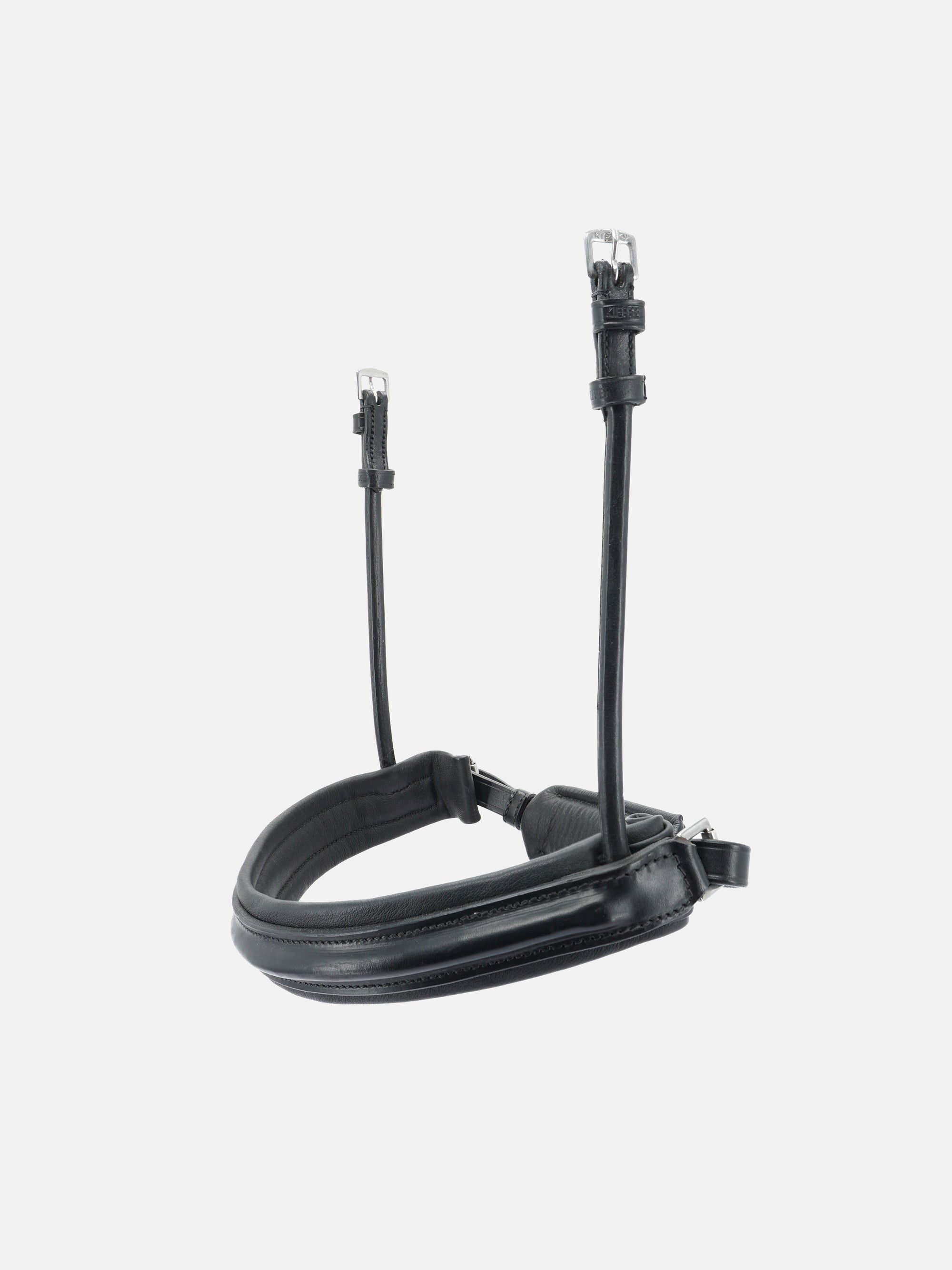 Schwedisches Kandaren-Reithalfter Sylvie in Schwarz mit Chrombeschlägen