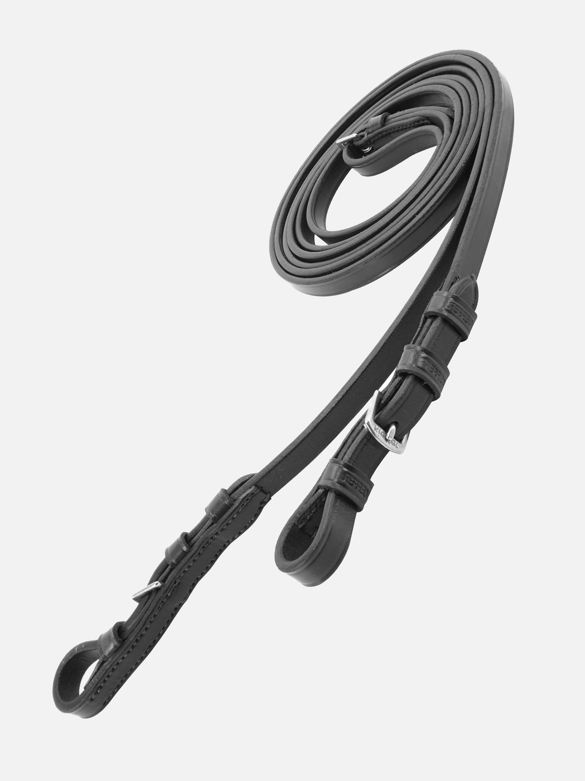 Trensenzügel für Kandare Anja Beran in Schwarz mit Chrombeschlägen