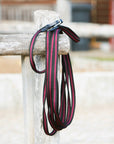 Soft-Longierleine Anja Beran in Schwarz und Burgund mit Chrombeschlägen, 8 m lang
