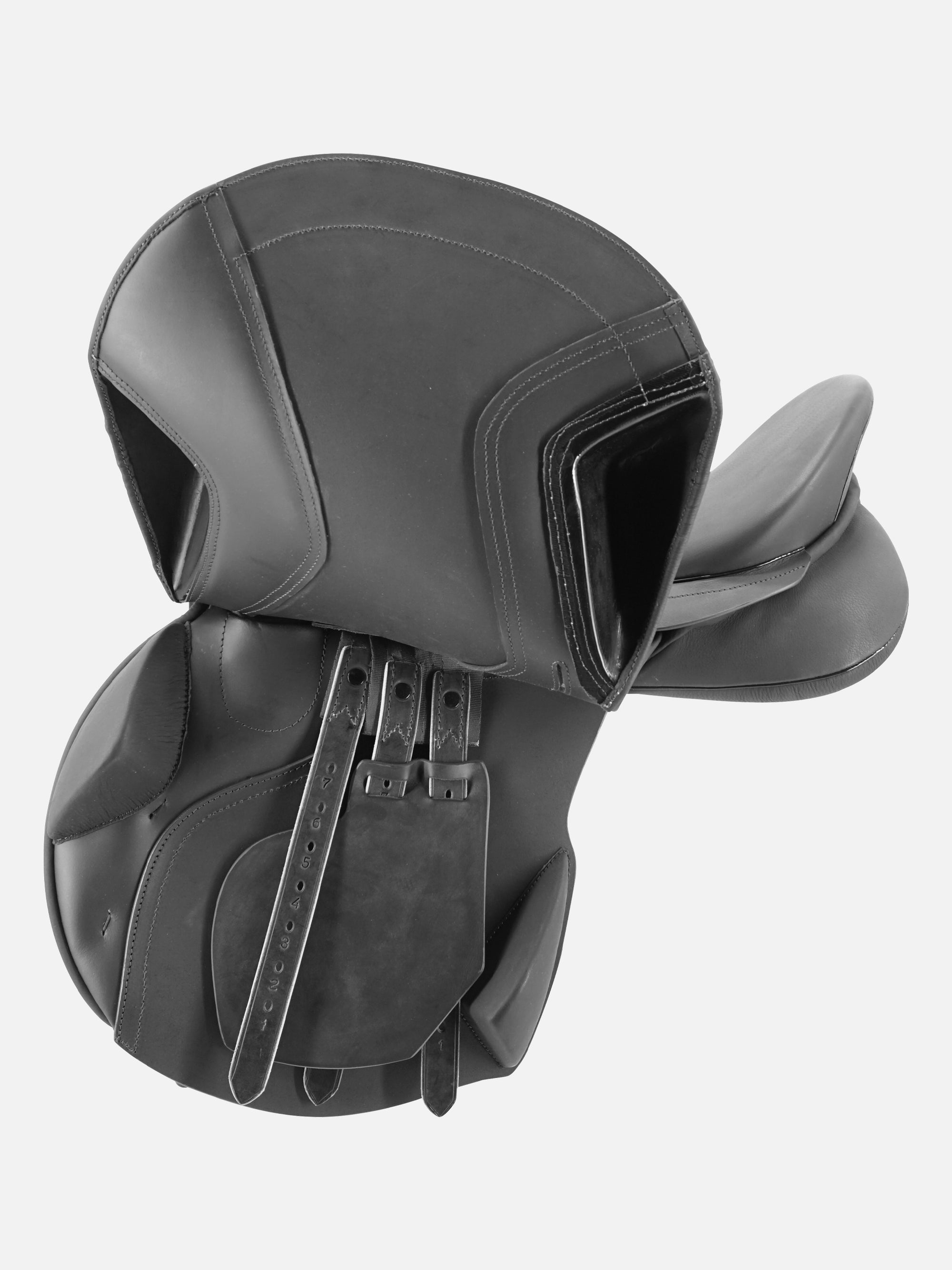 Blick unter das Sattelblatt von Springsattel Koof AT in Schwarz