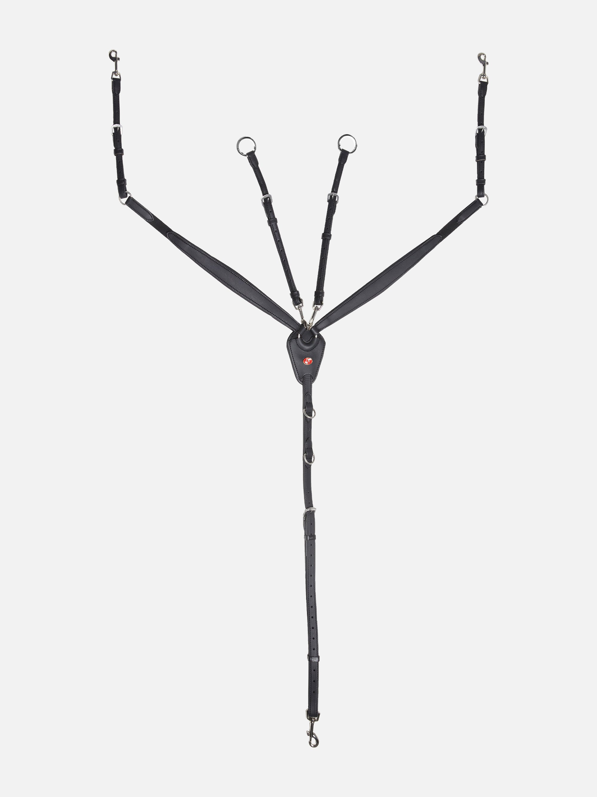 3-Punkt-Vorderzeug Jessica aus antiallergenem Secu-Material in Schwarz mit Chrombeschlägen