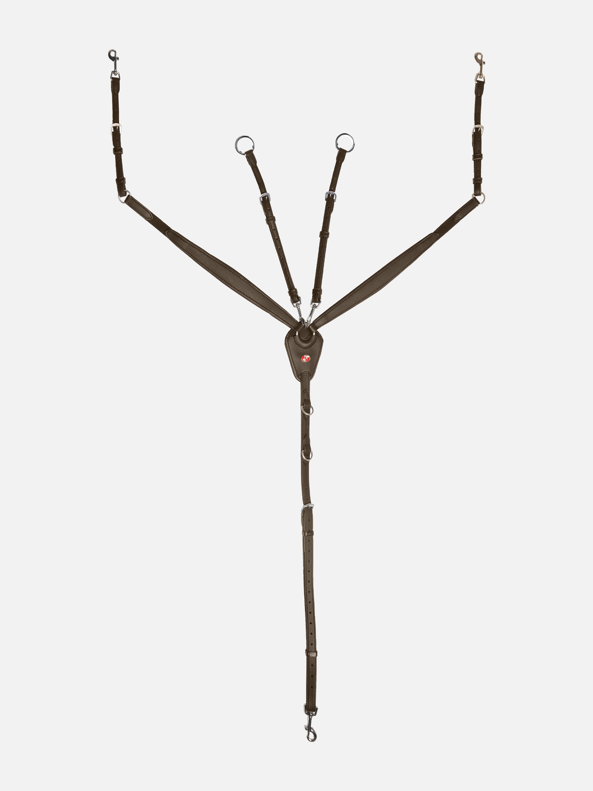 3-Punkt-Vorderzeug Jessica aus antiallergenem Secu-Material in Braun mit Chrombeschlägen