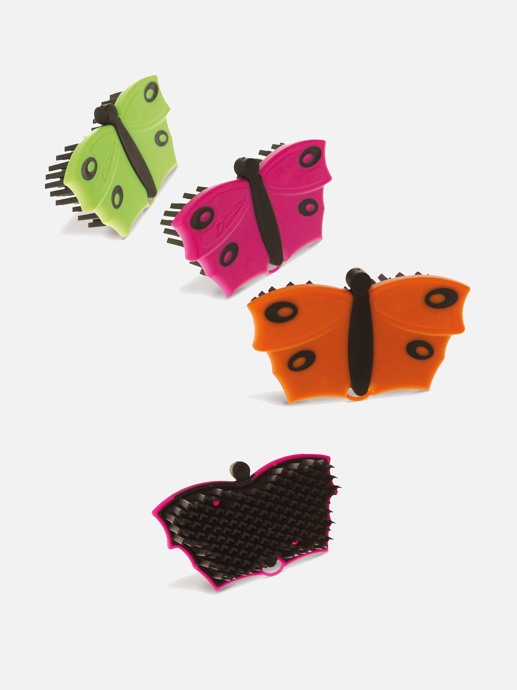 Mini-Putzwunder Schmetterling mit V-förmigen Gummiborsten, gemischte Farben