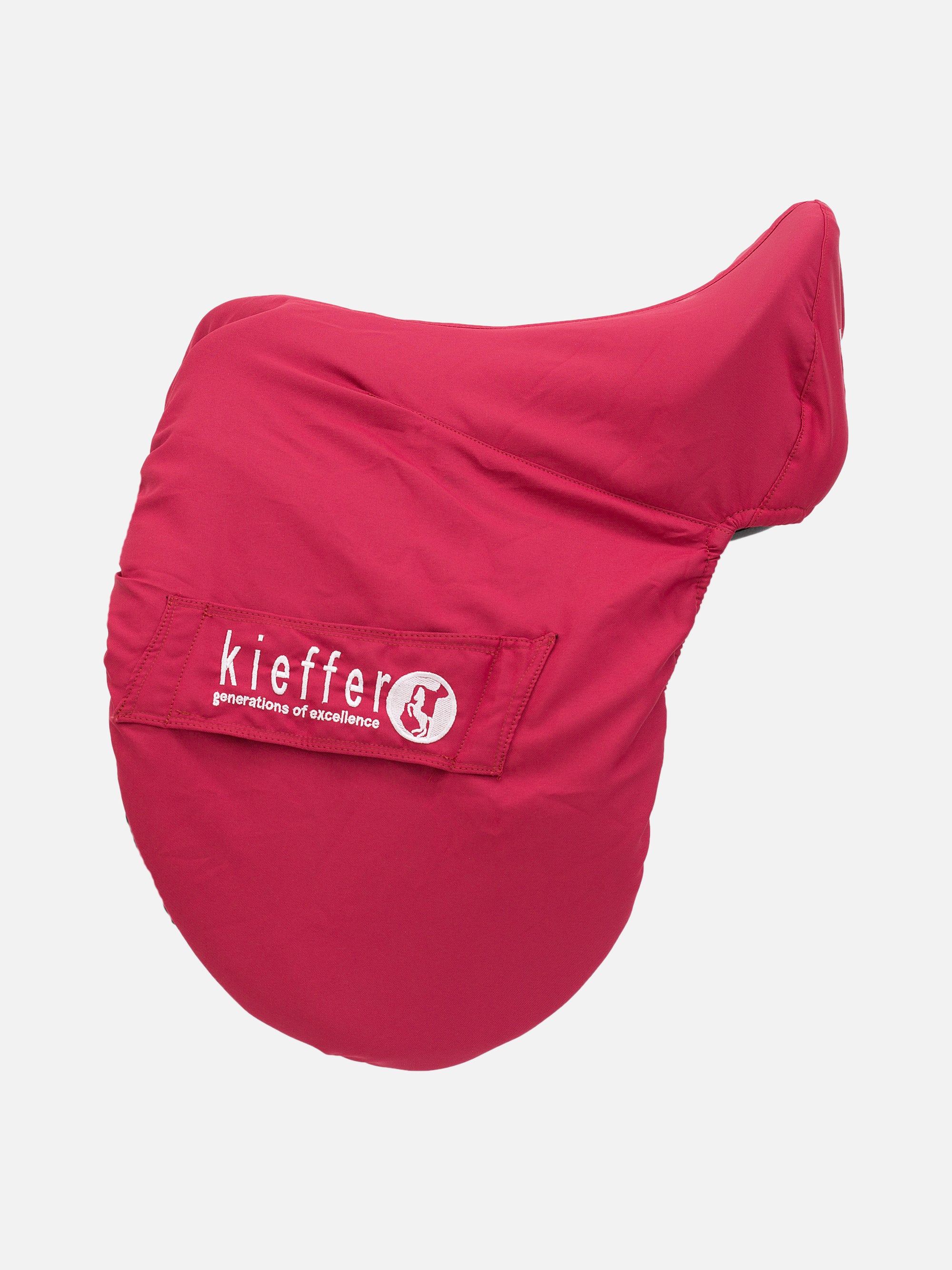 Seitenansicht Premium-Sattelüberzug Comfort aus rotem Nylon mit Fleecefutter