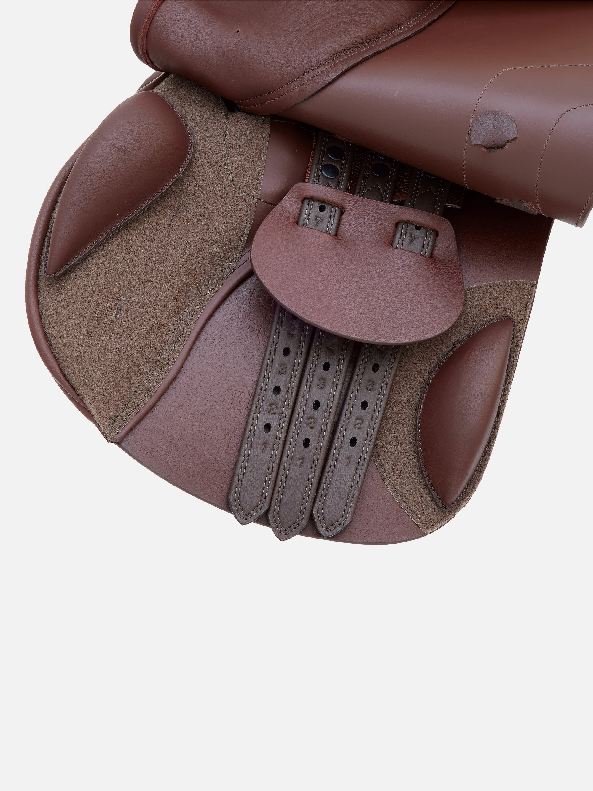 Blick unter das Sattelblatt von Springsattel Palmanova mit Klettpauschen