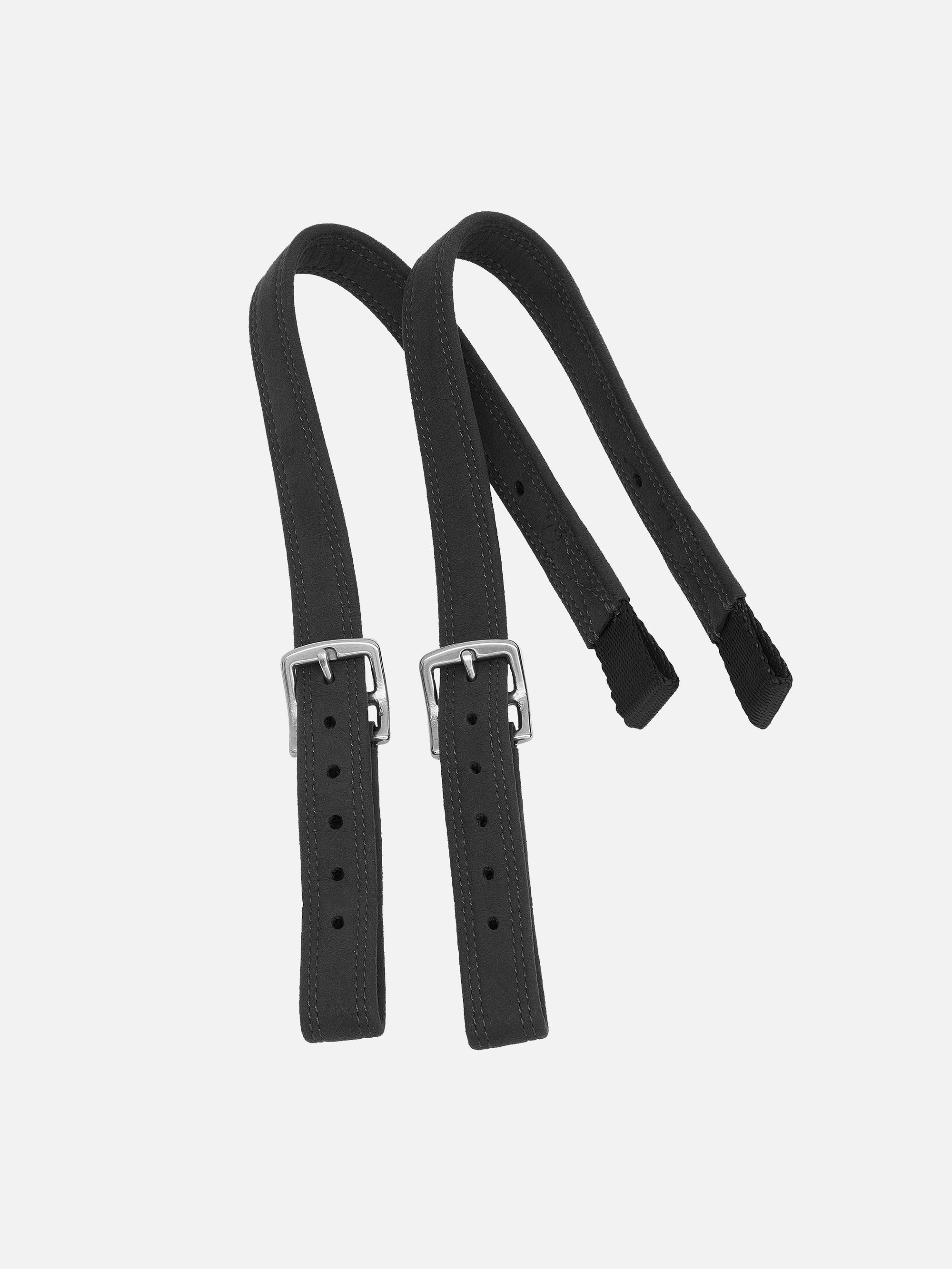 Monosteigbügelriemen aus Veloursleder in Schwarz